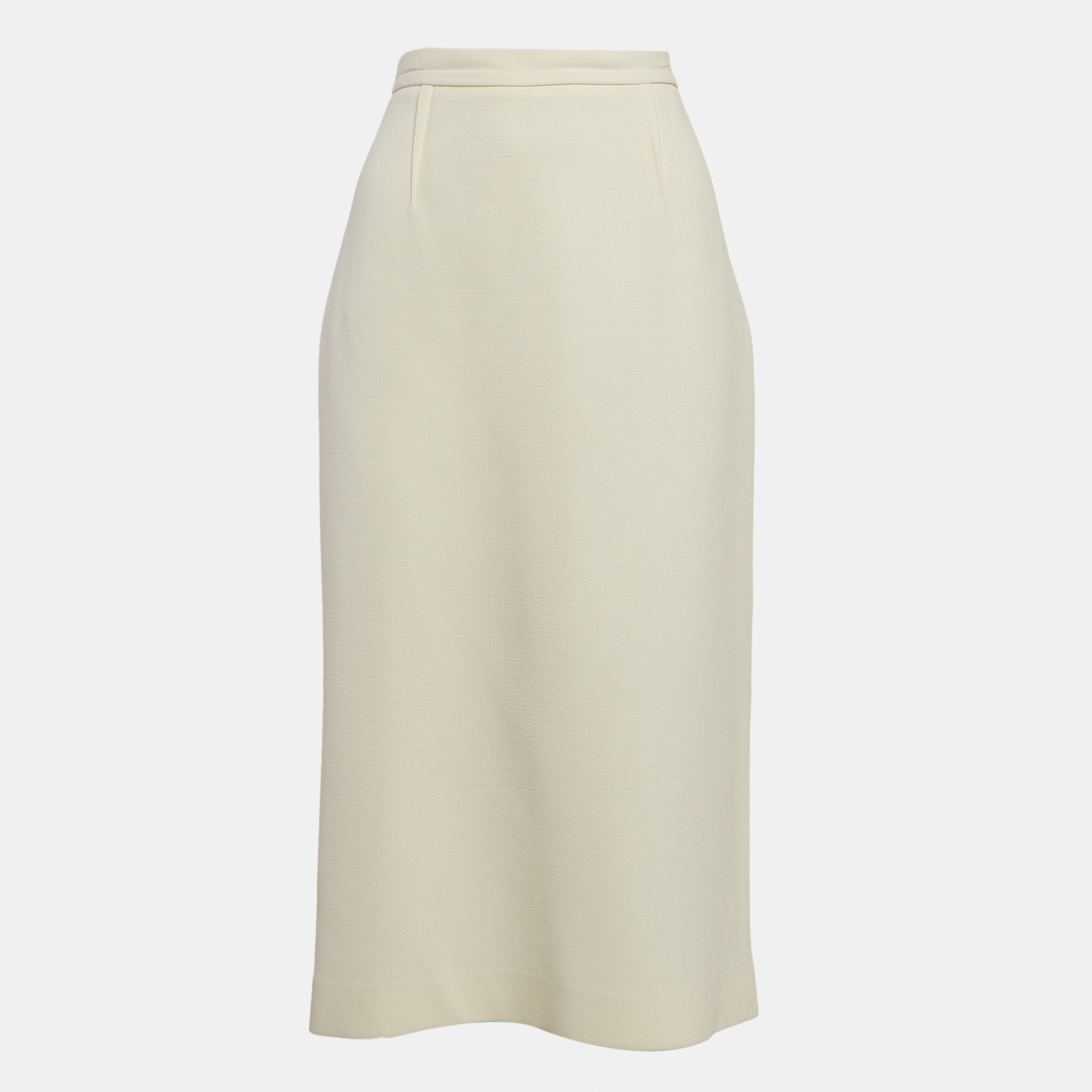 

Roland Mouret Cream Wool Zip-Up Midi Skirt M