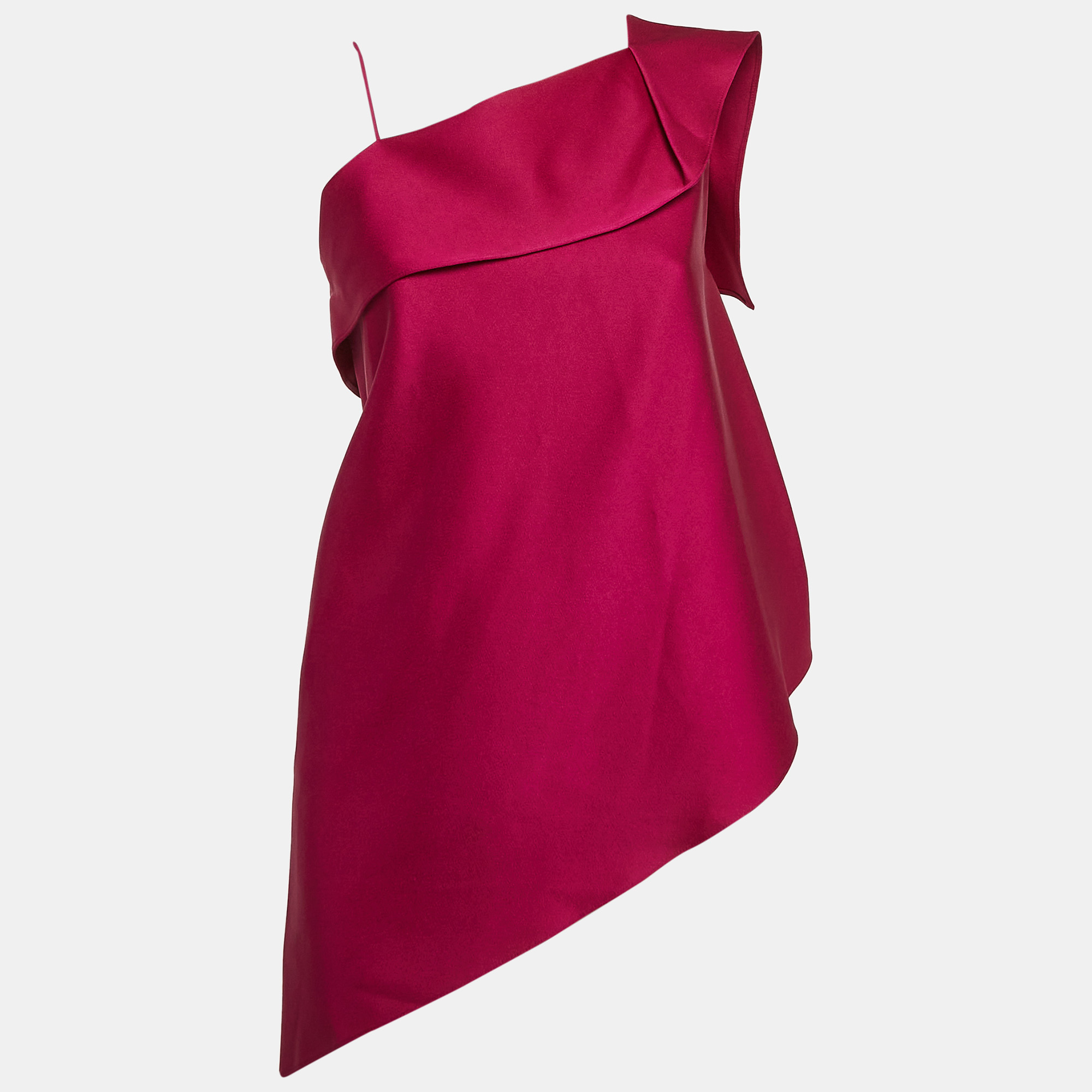 

Roland Mouret Purple Crepe Asymmetrical Hem One Shoulder Top M, Pink