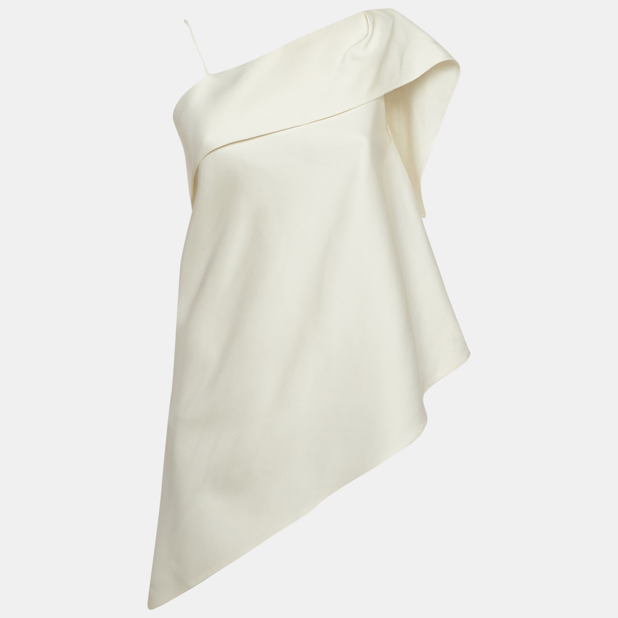 

Roland Mouret Purple Satin Asymmetrical Hem One Shoulder Top M, White