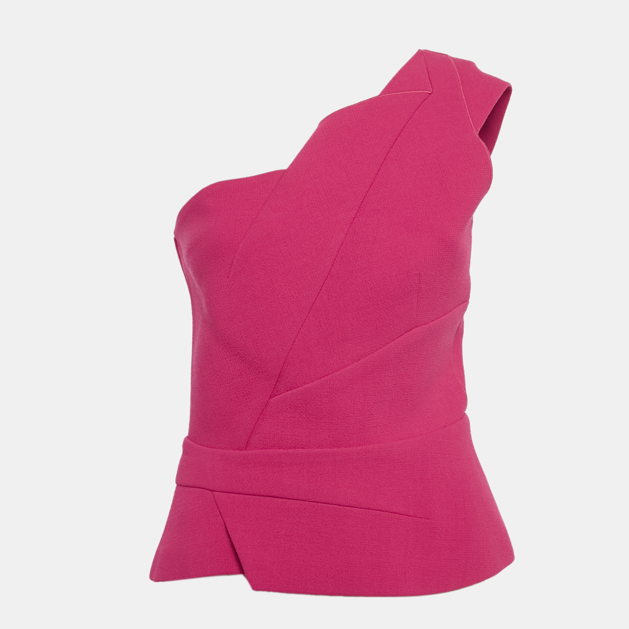 

Roland Mouret Pink Wool One-Shoulder Top M