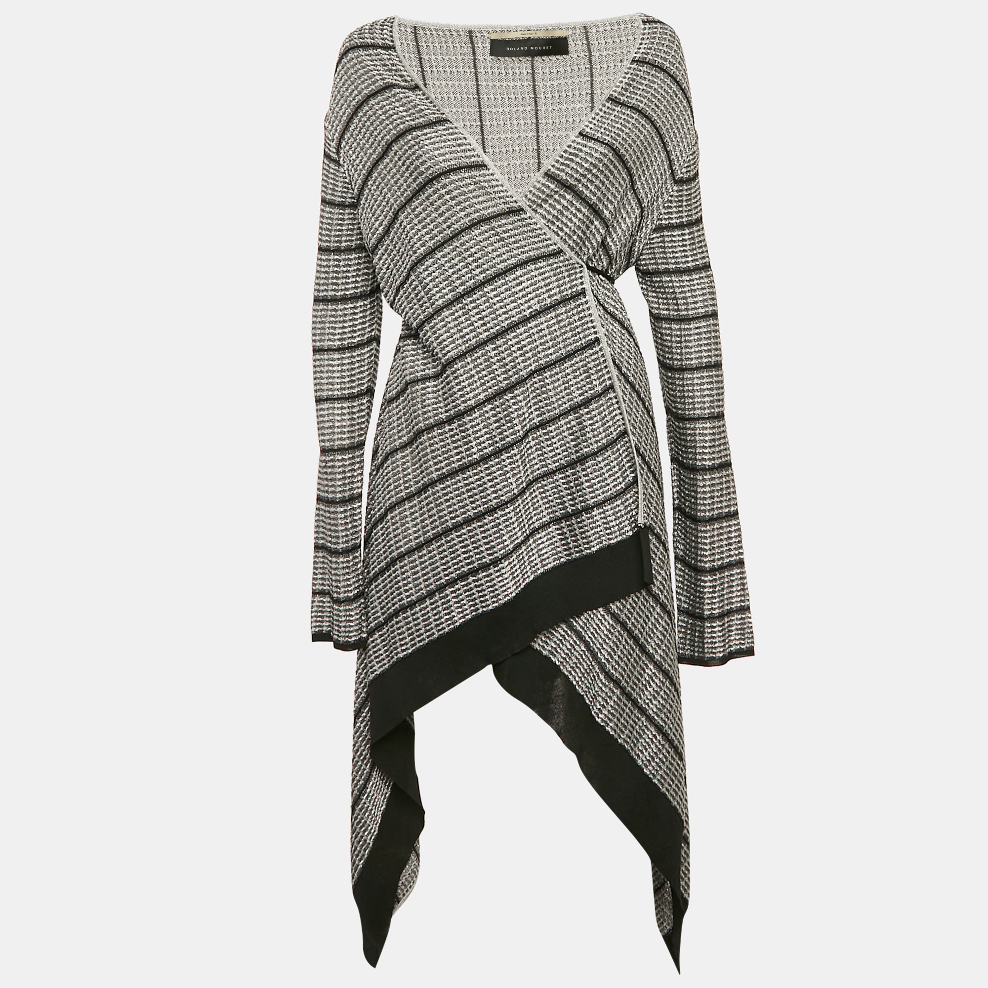 

Roland Mouret Black/Silver Lurex Knit Asymmetric Cardigan S