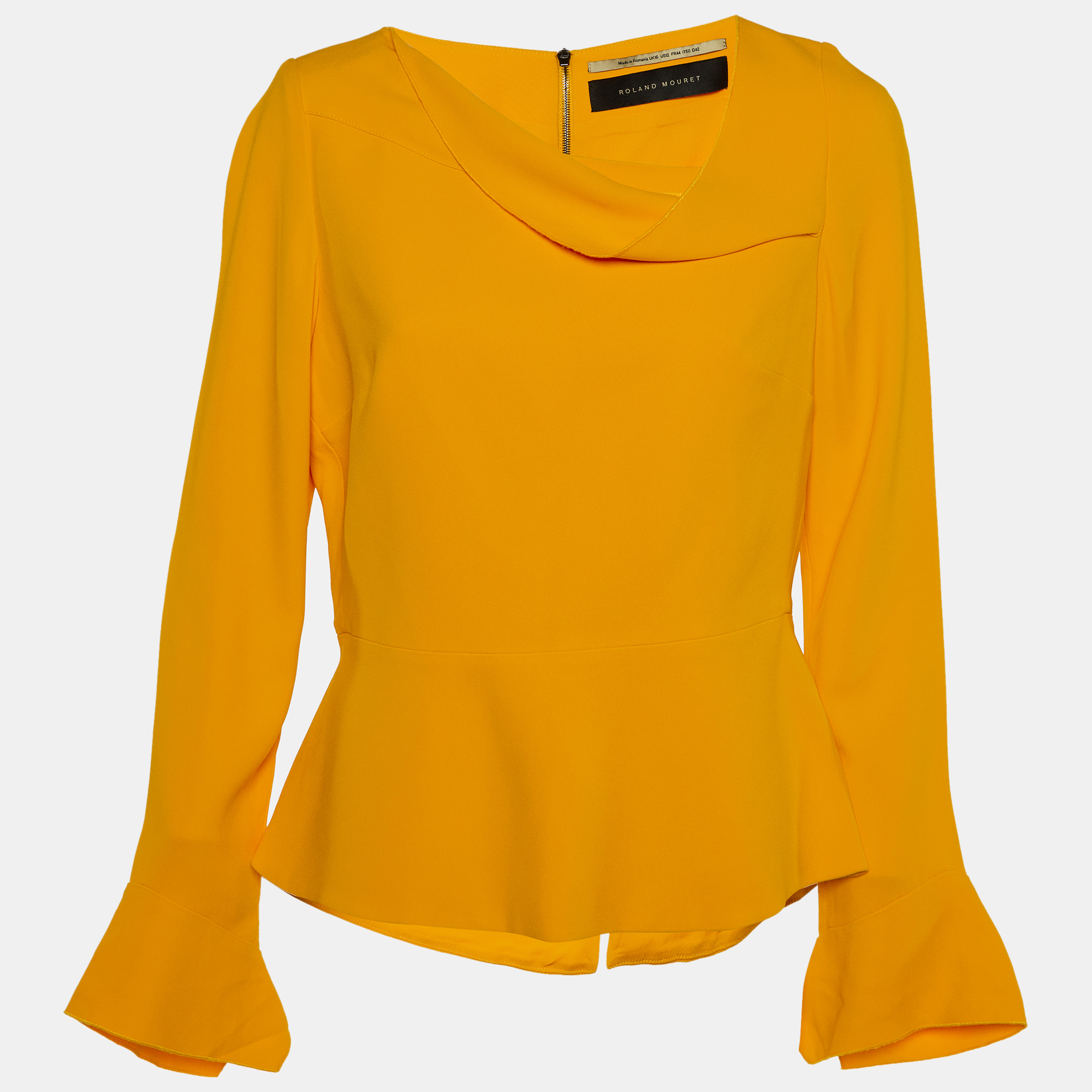 

Roland Mouret Yellow Crepe Asymmetric Neck Top L