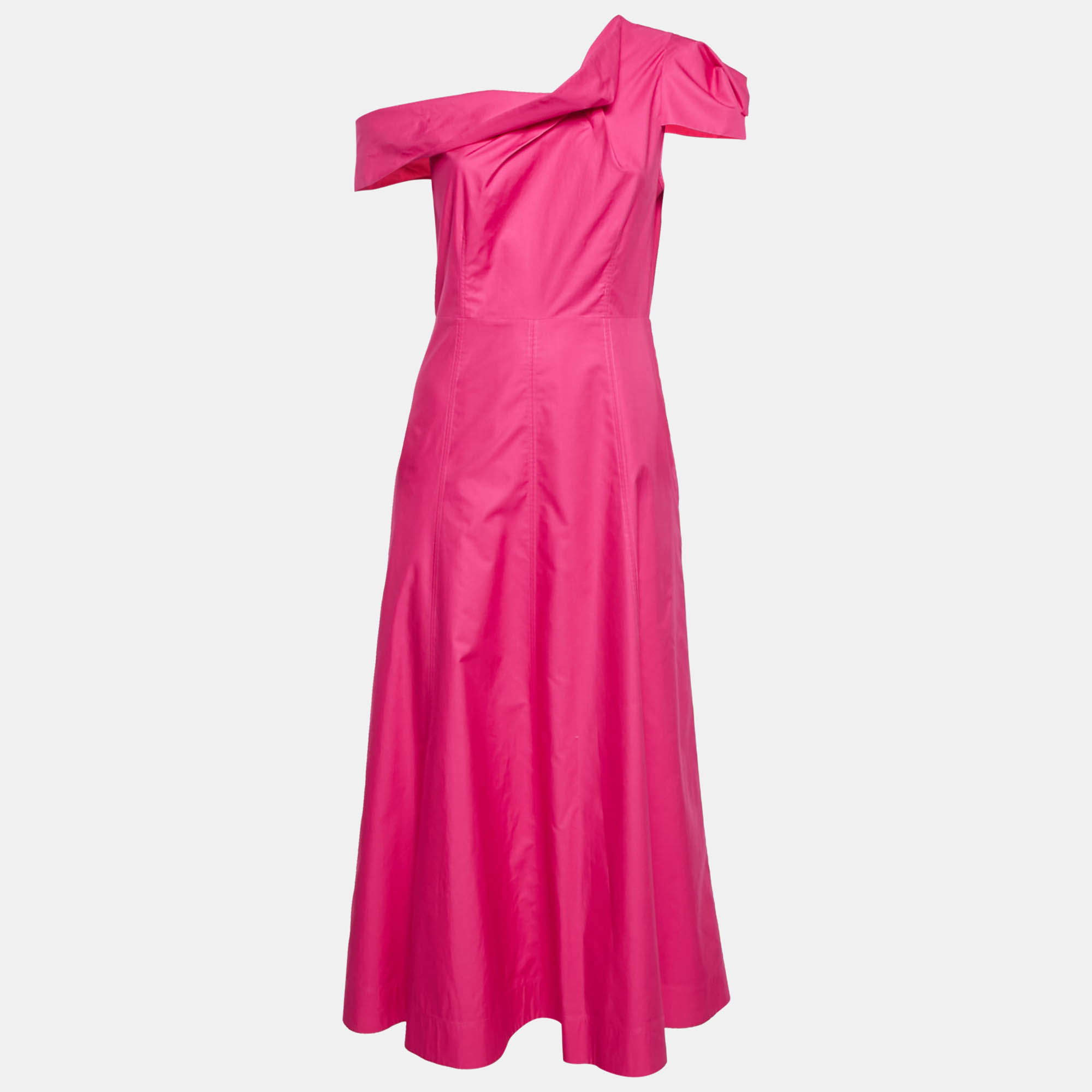 

Roland Mouret Pink Cotton One-Shoulder Long Dress M