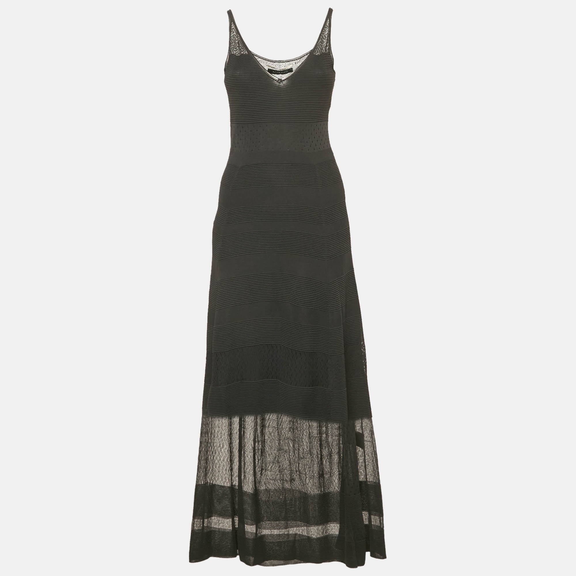 

Roland Mouret Black Stretch Knit Flared Maxi Dress M