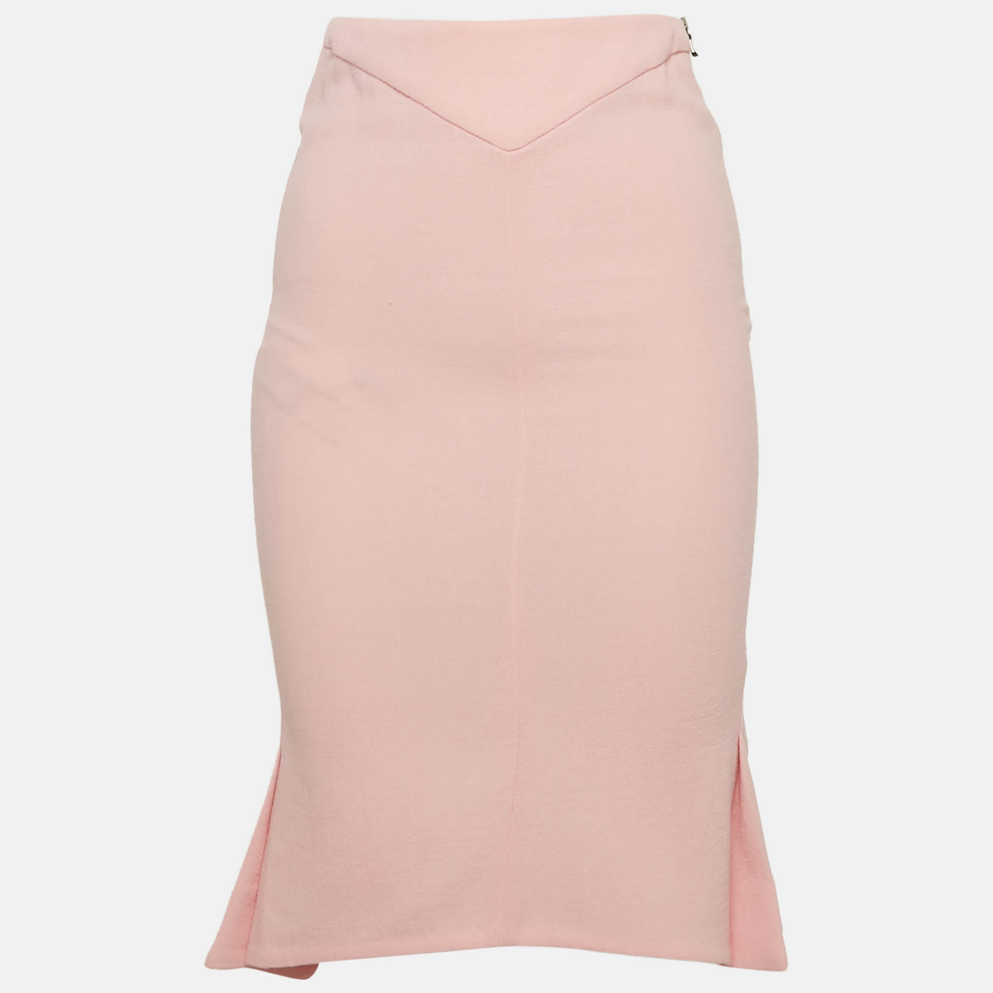 Pre-owned Roland Mouret Pink Wool Pleated Pencil Skirt S