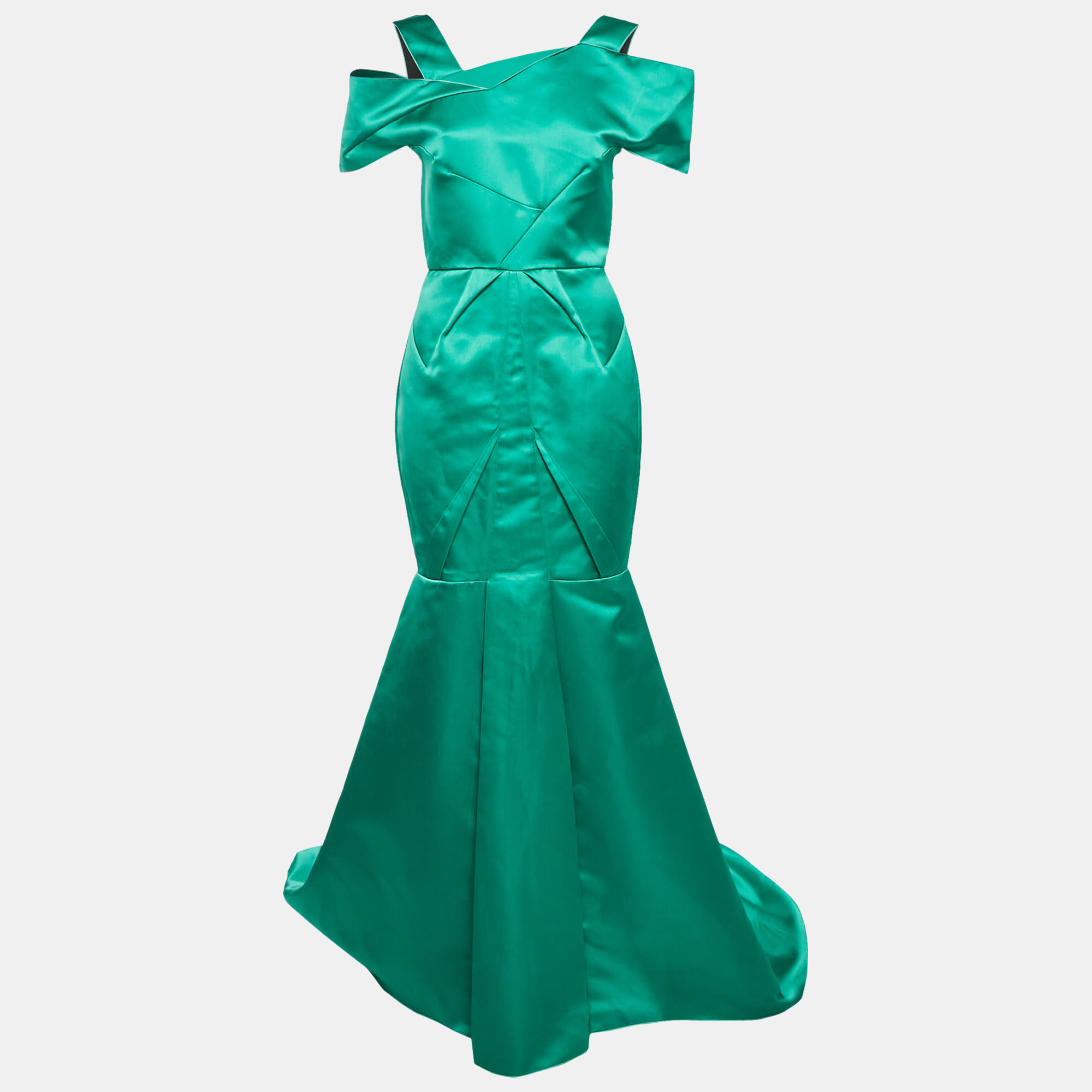 

Roland Mouret Green Satin Asymmetric Gown M