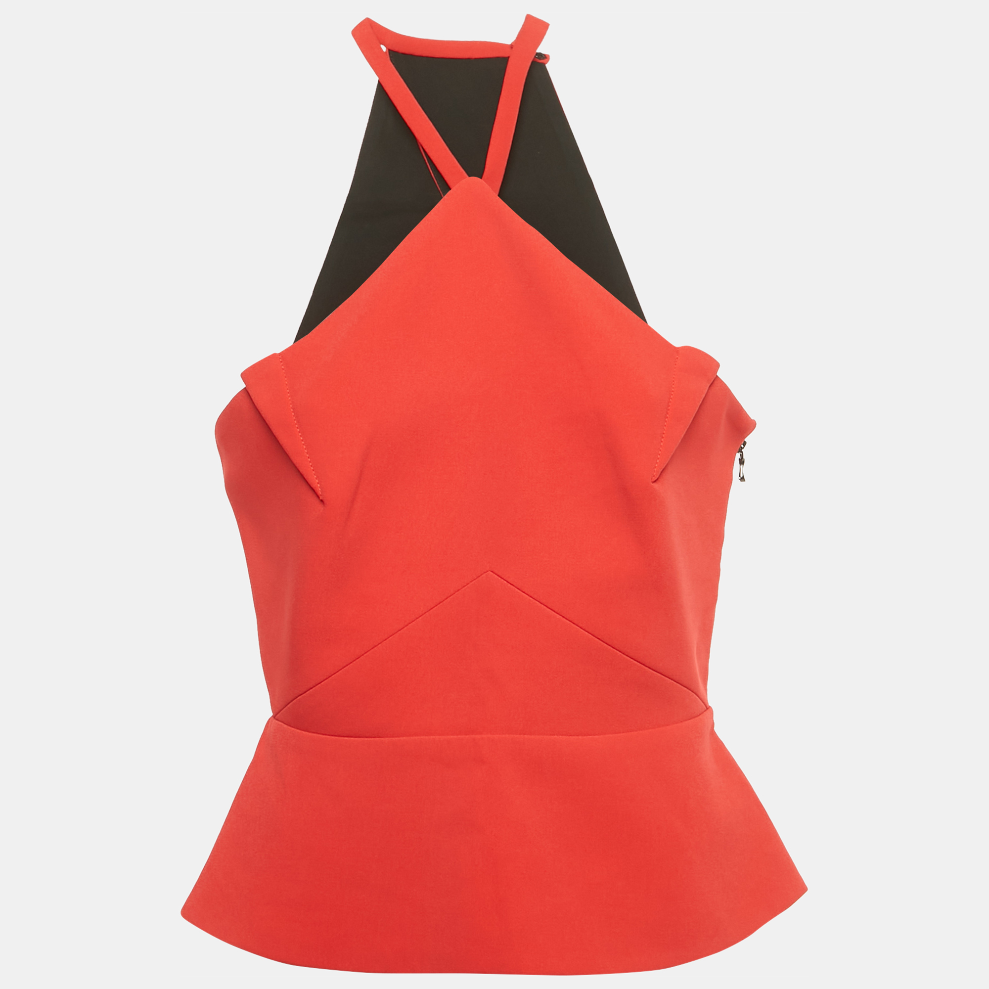 

Roland Mouret Red Stretch Crepe Strappy Top L