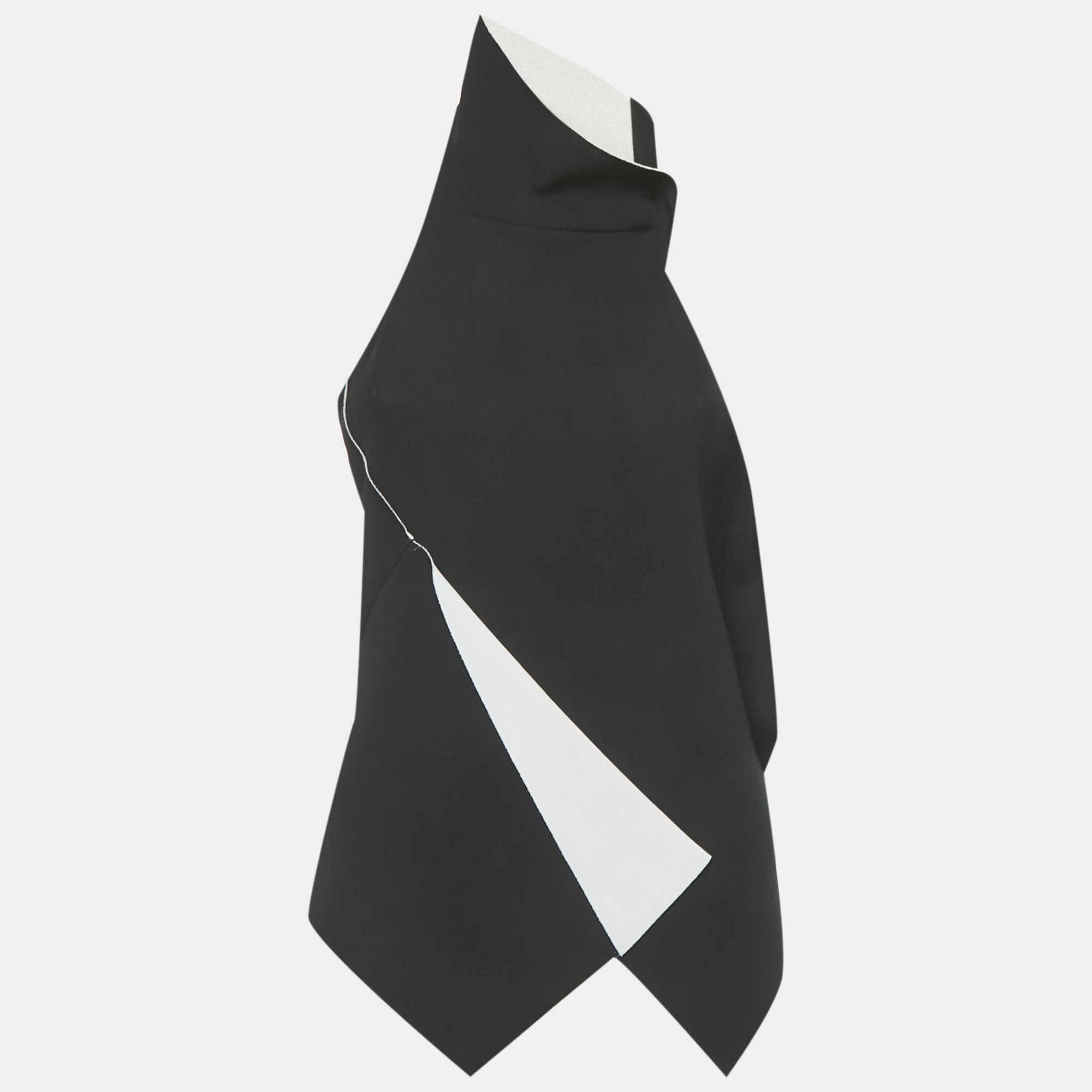 

Roland Mouret Monochrome Halter Neck One Shoulder Scarf Top M, Black