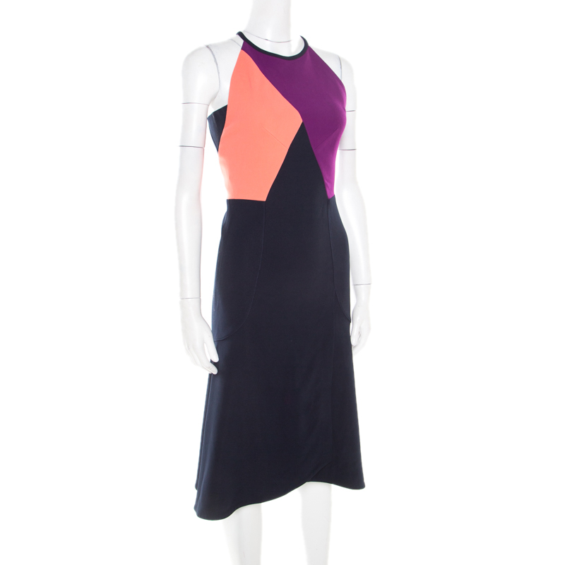 

Roland Mouret Colorblock Stretch Crepe Kennard Halter Dress, Multicolor