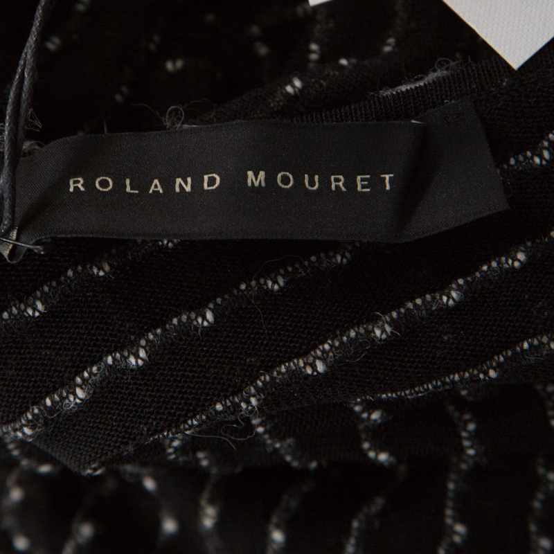 Pre-owned Roland Mouret Black Alpaca Weave Knit Charp Cape Overlay Top M