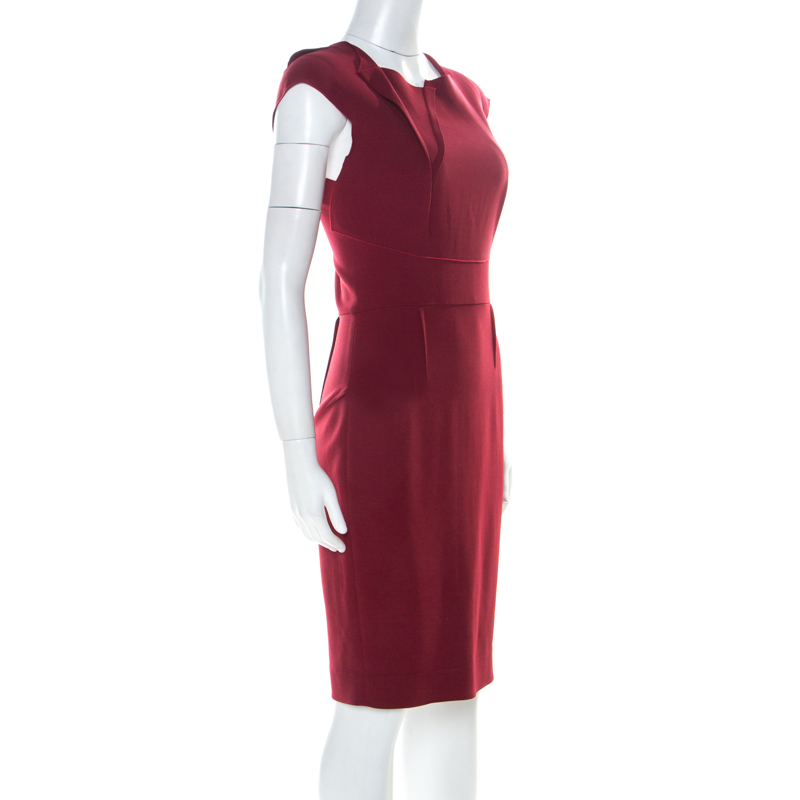 

Roland Mouret Burgundy Stretch Crepe Brownlow Dress