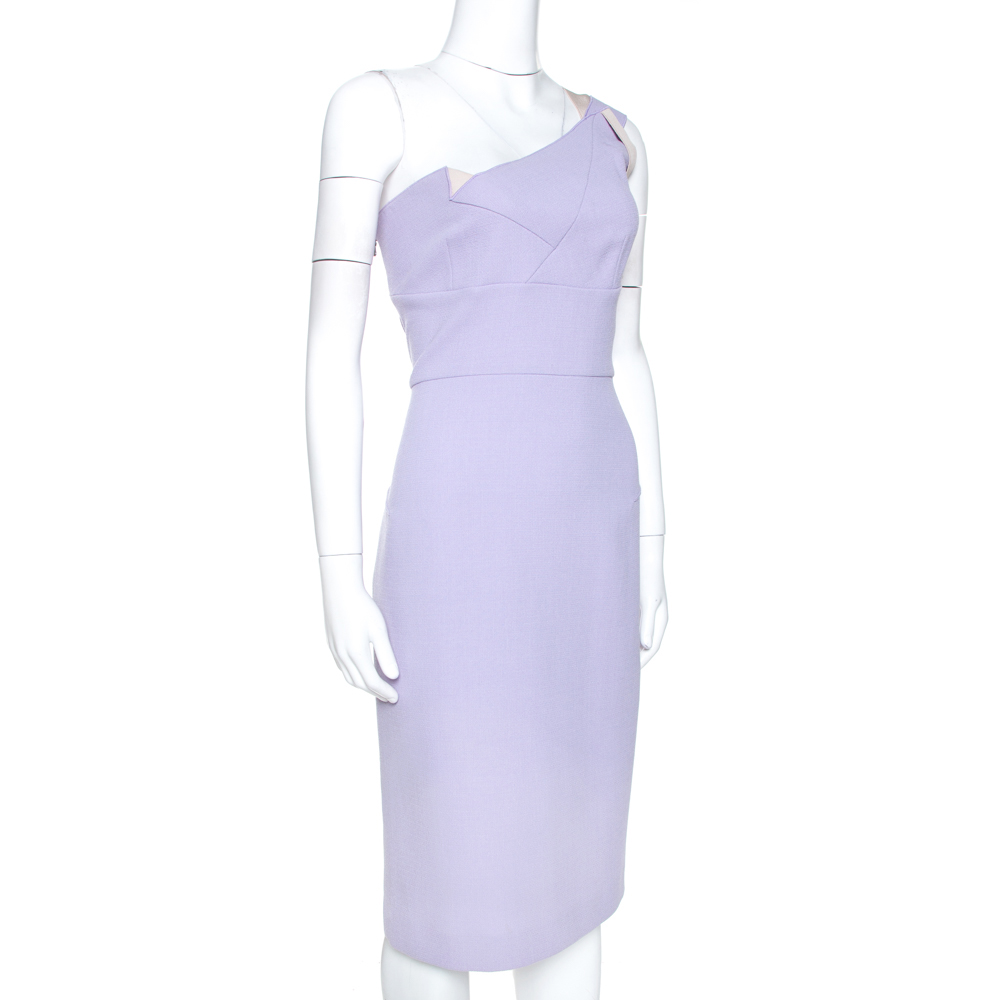 

Roland Mouret Lavender Wool Crepe One Shoulder Dress, Purple