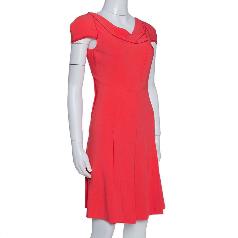 

Roland Mouret Red Crepe Cowl Neck Knee Length Dress