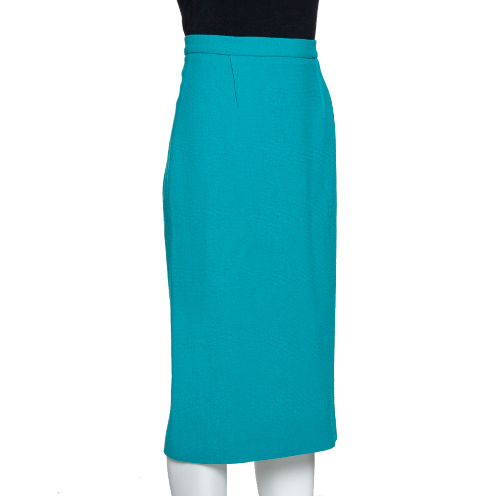 

Roland Mouret Teal Blue Wool Crepe Arreton Pencil Skirt