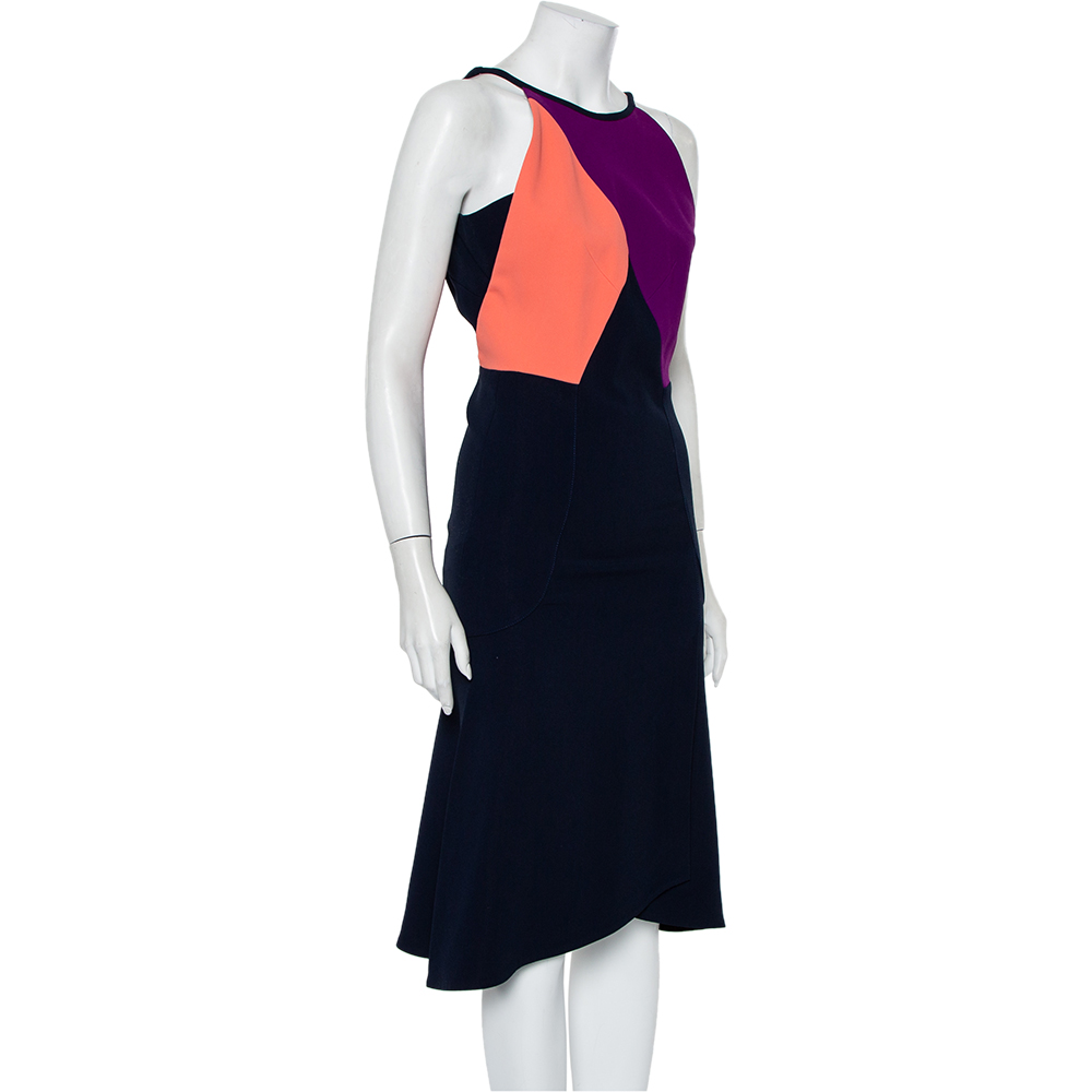 

Roland Mouret Colorblock Stretch Crepe Kennard Halter Dress, Multicolor