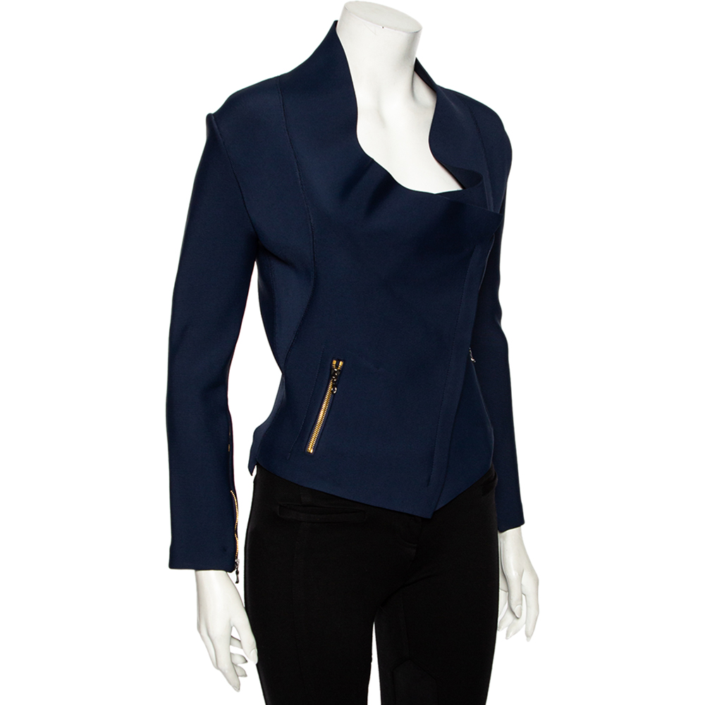 

Roland Mouret Navy Blue Double Faced Solar Jacket