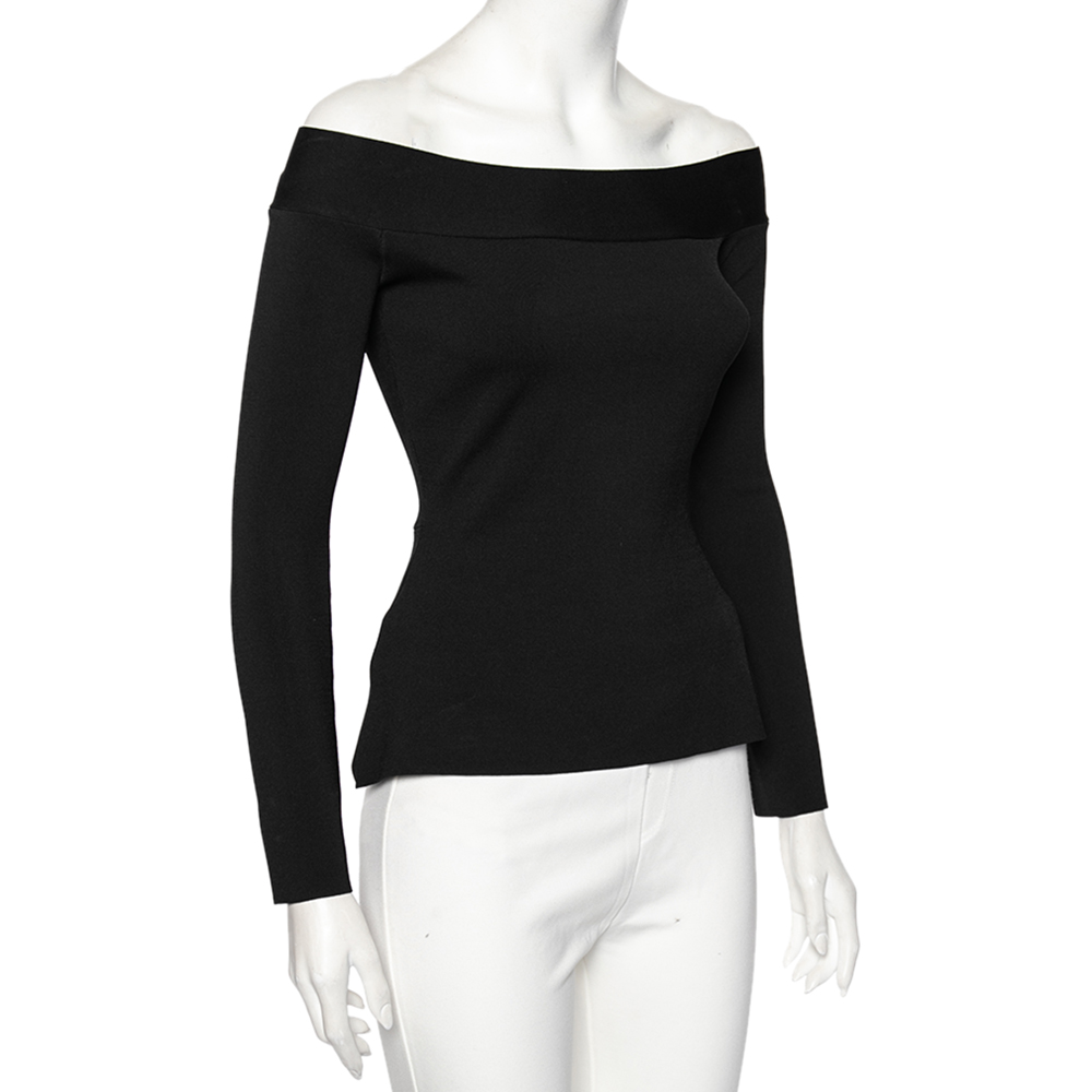 

Roland Mouret Black Knit Tasso Off-Shoulder Top