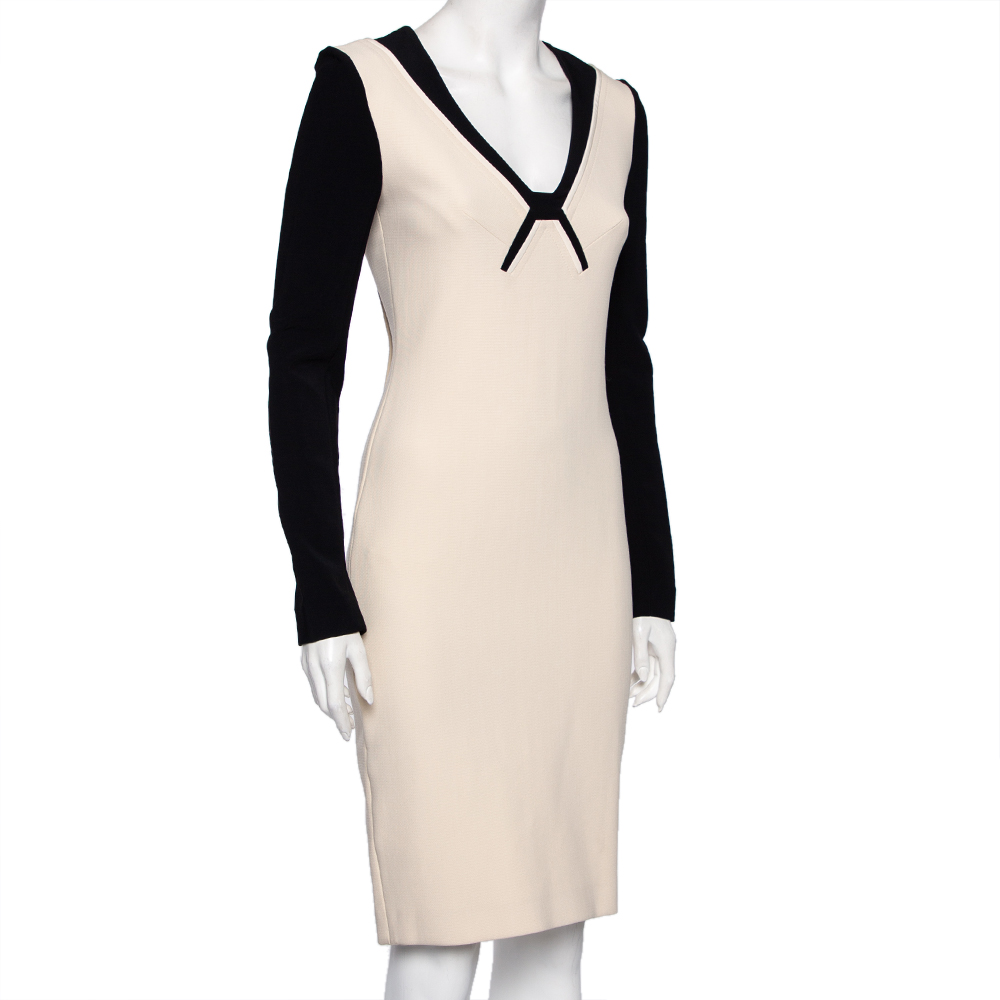

Roland Mouret Colorblock Knit Long Sleeve Kutim Dress, Cream