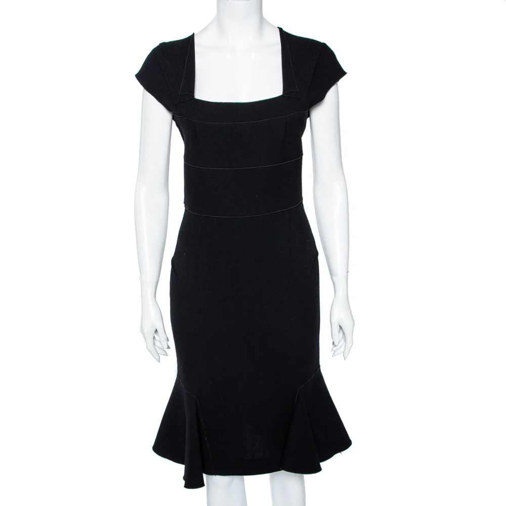 

Roland Mouret Black Wool Peplum Hem Detail Dress
