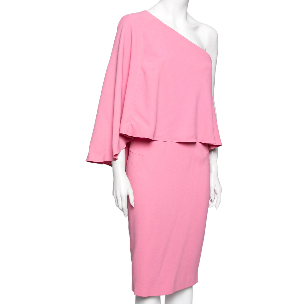 

Roland Mouret Pink Crepe One Shoulder Amaral Dress