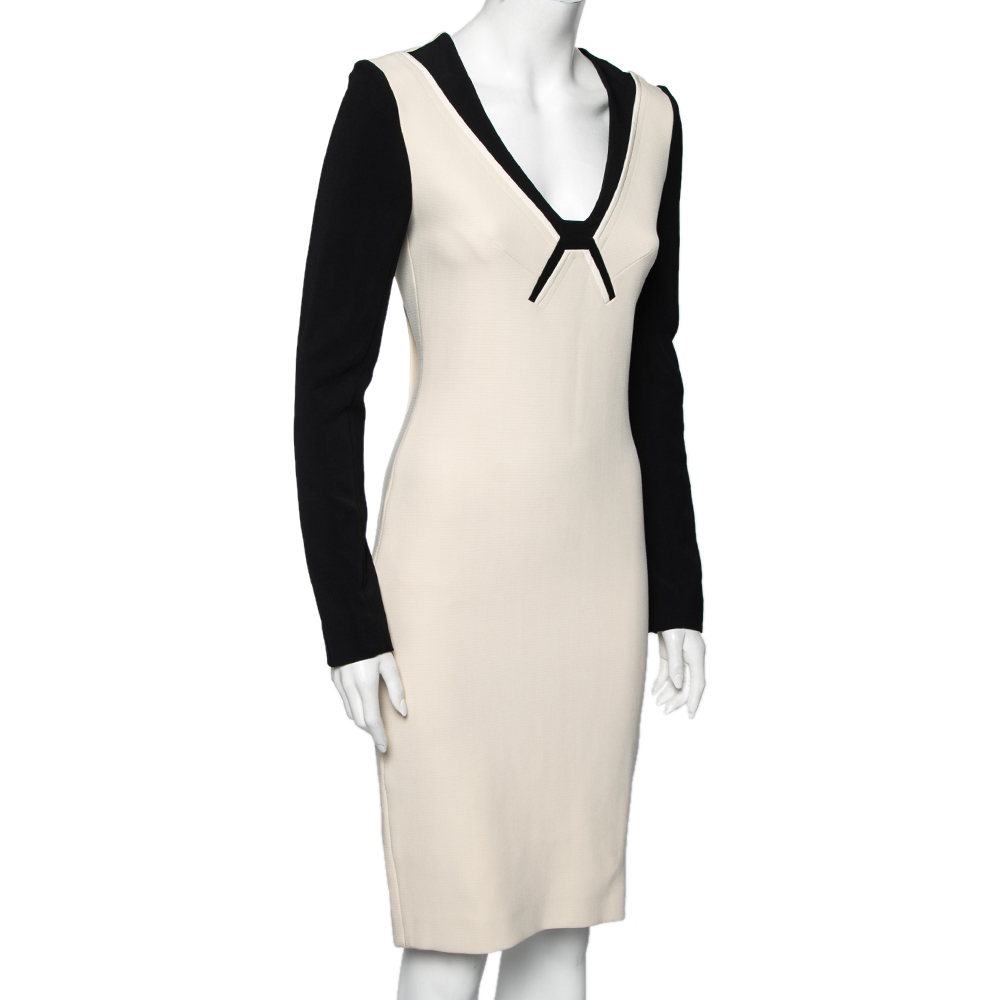 

Roland Mouret Colorblock Knit Long Sleeve Kutim Dress, Cream