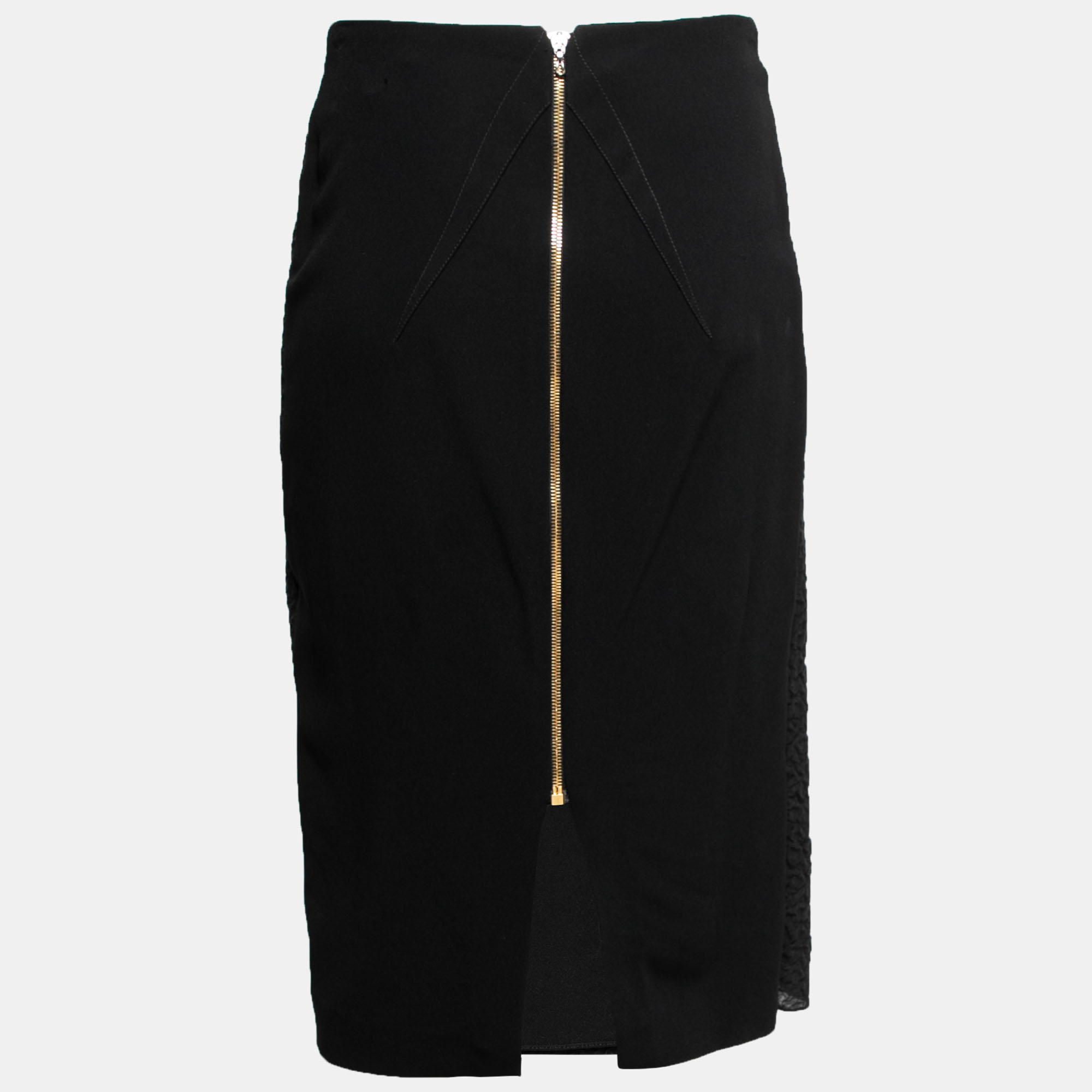 

Roland Mouret Black Textured Cotton & Crepe Knee Length Skirt