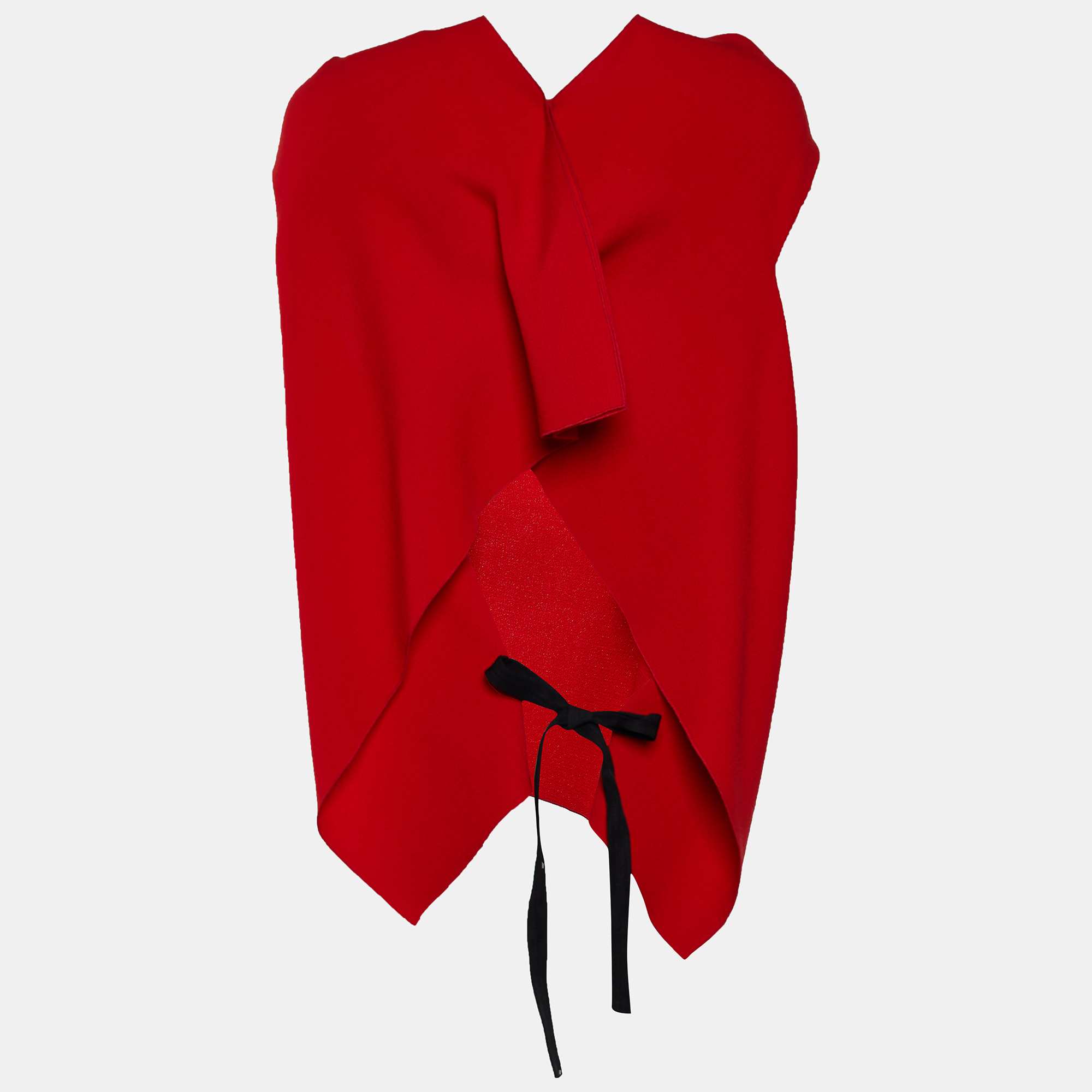 

Roland Mouret Red Wool Asymmetric Draped Eugene Top