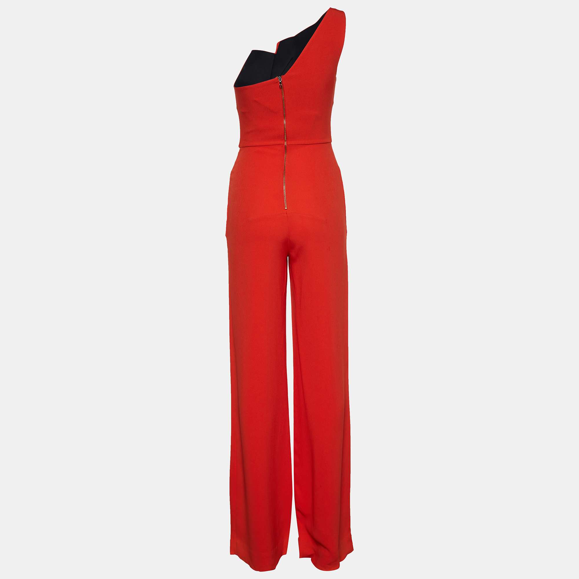 

Roland Mouret Red Crepe Colston One Shoulder Jumpsuit