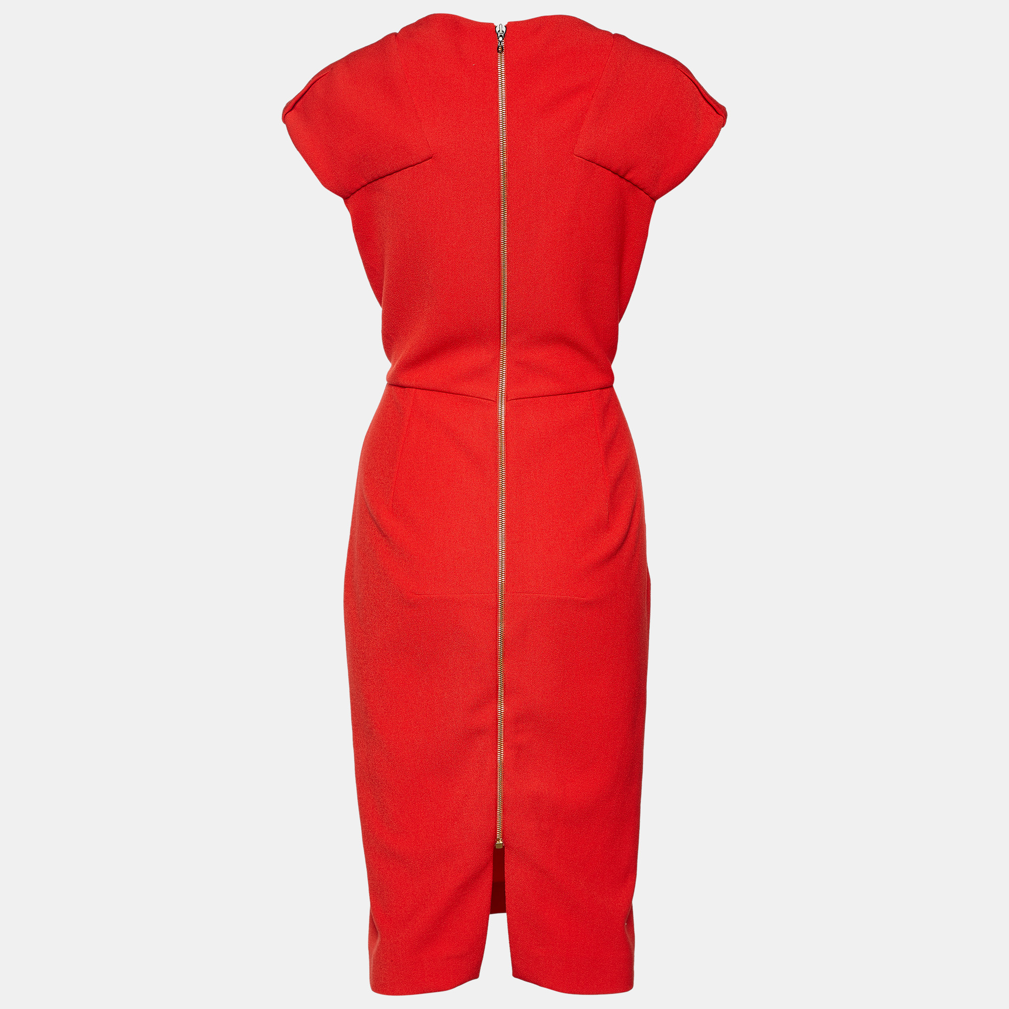 

Roland Mouret Red Crepe Paneled Midi Dress
