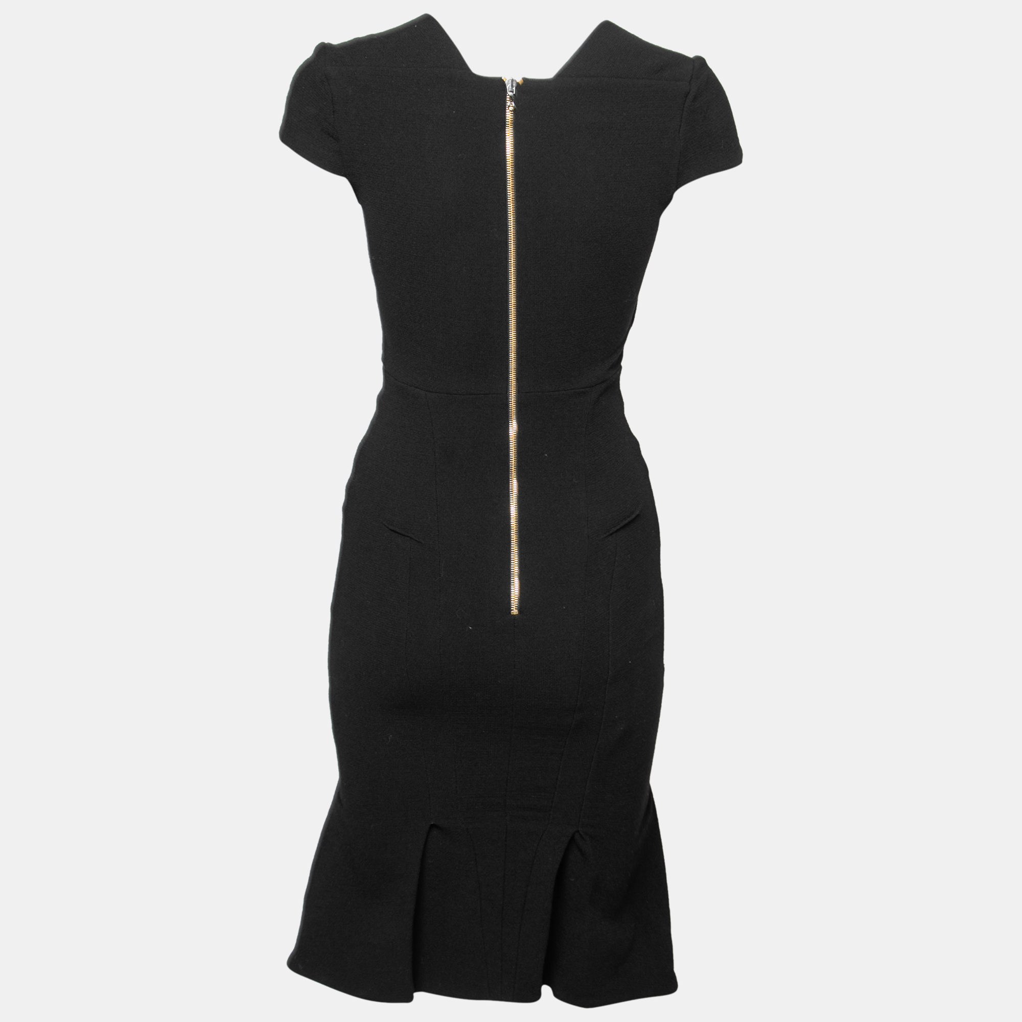 

Roland Mouret Black Wool Peplum Hem Detail Midi Dress