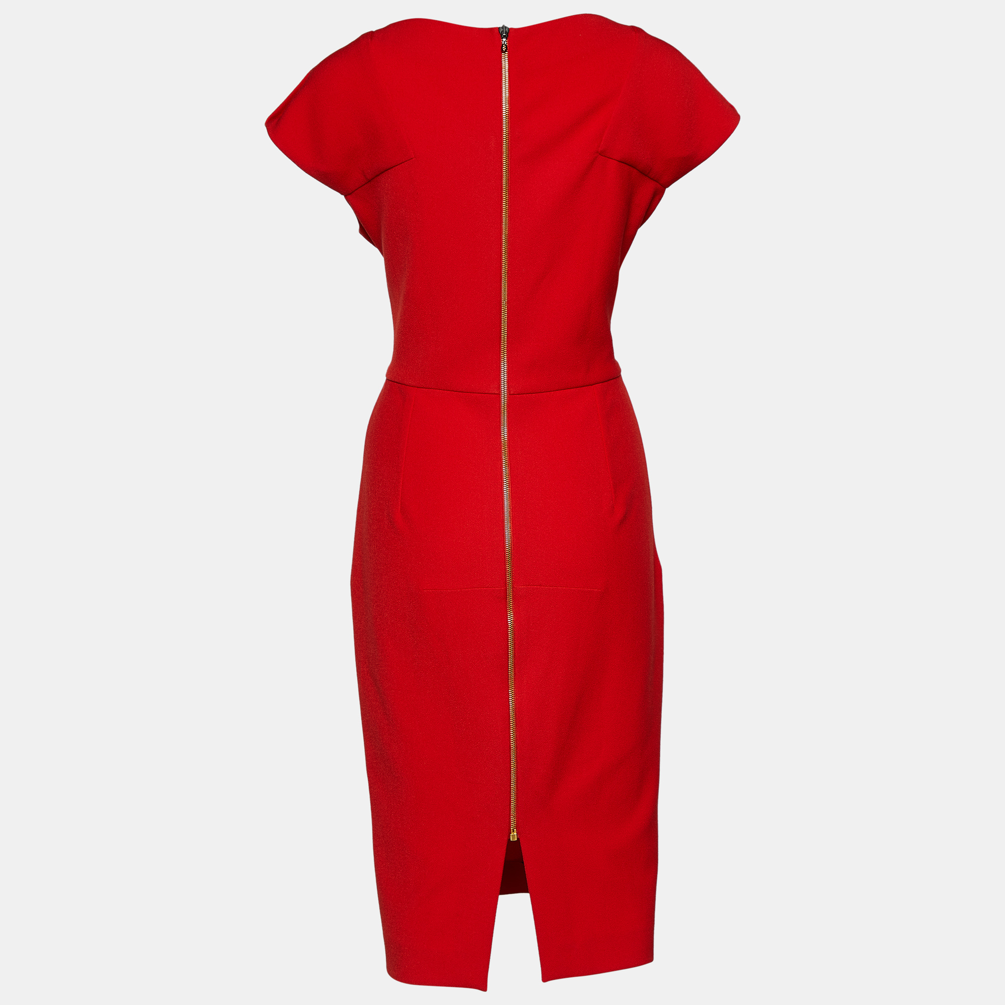 

Roland Mouret Red Crepe Cap Sleeve Sheath Dress