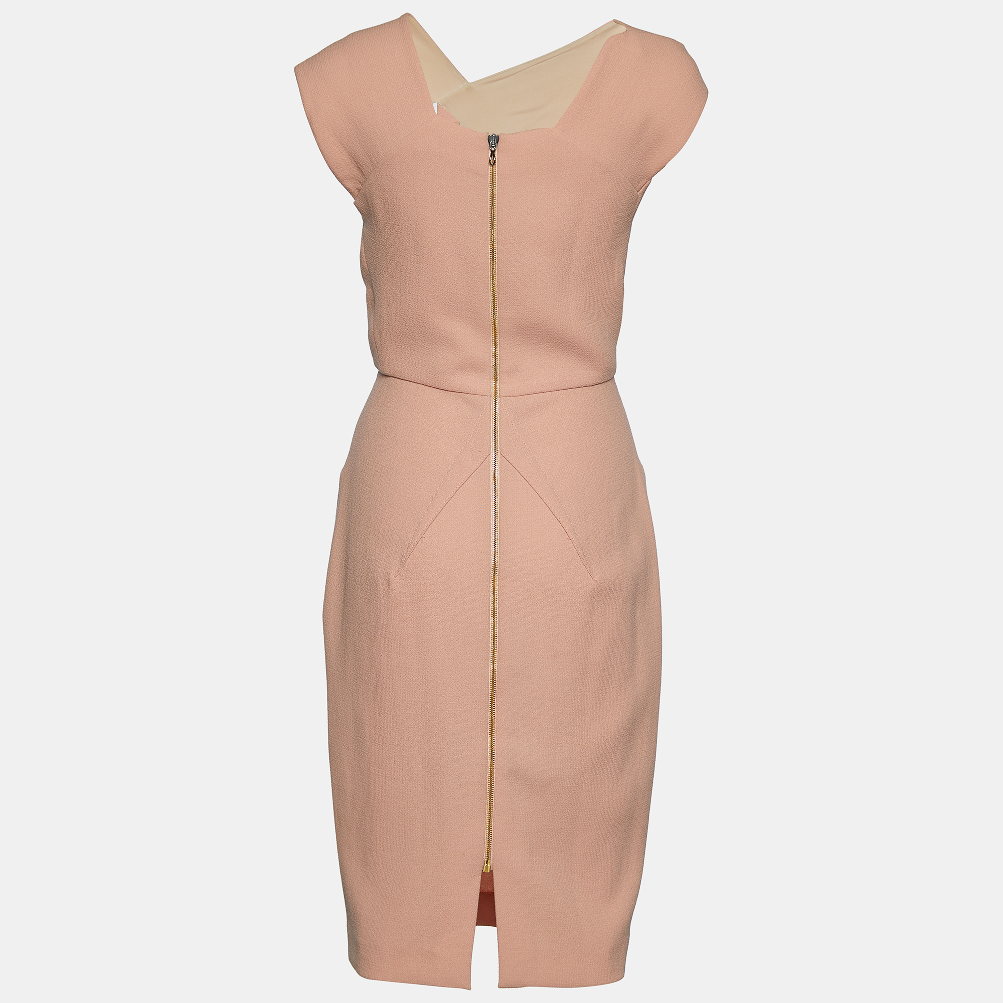 

Roland Mouret Pale Peach Wool Crepe Cutout Detail Sheath Dress, Pink