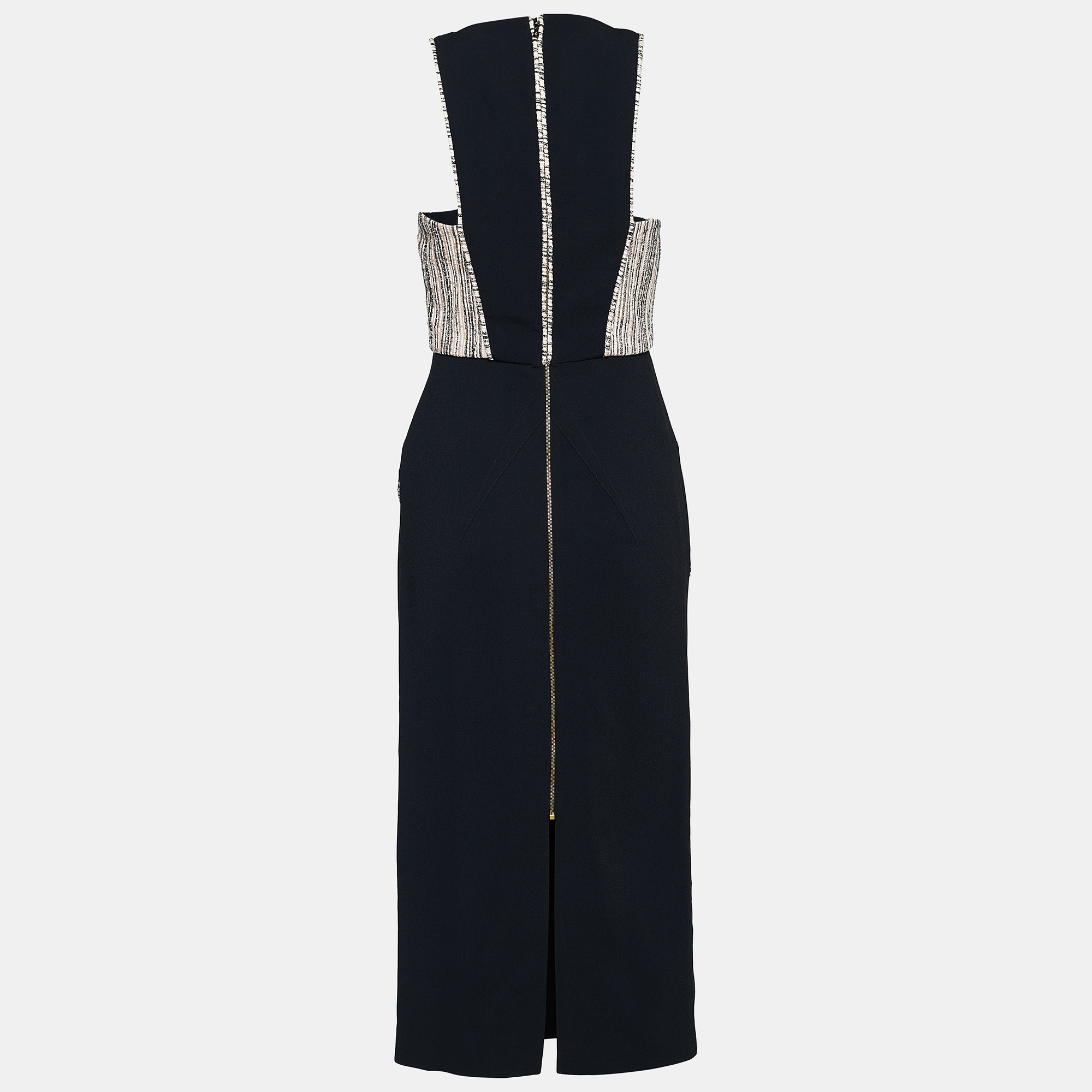

Roland Mouret Black Tweed & Crepe Sleeveless Dress