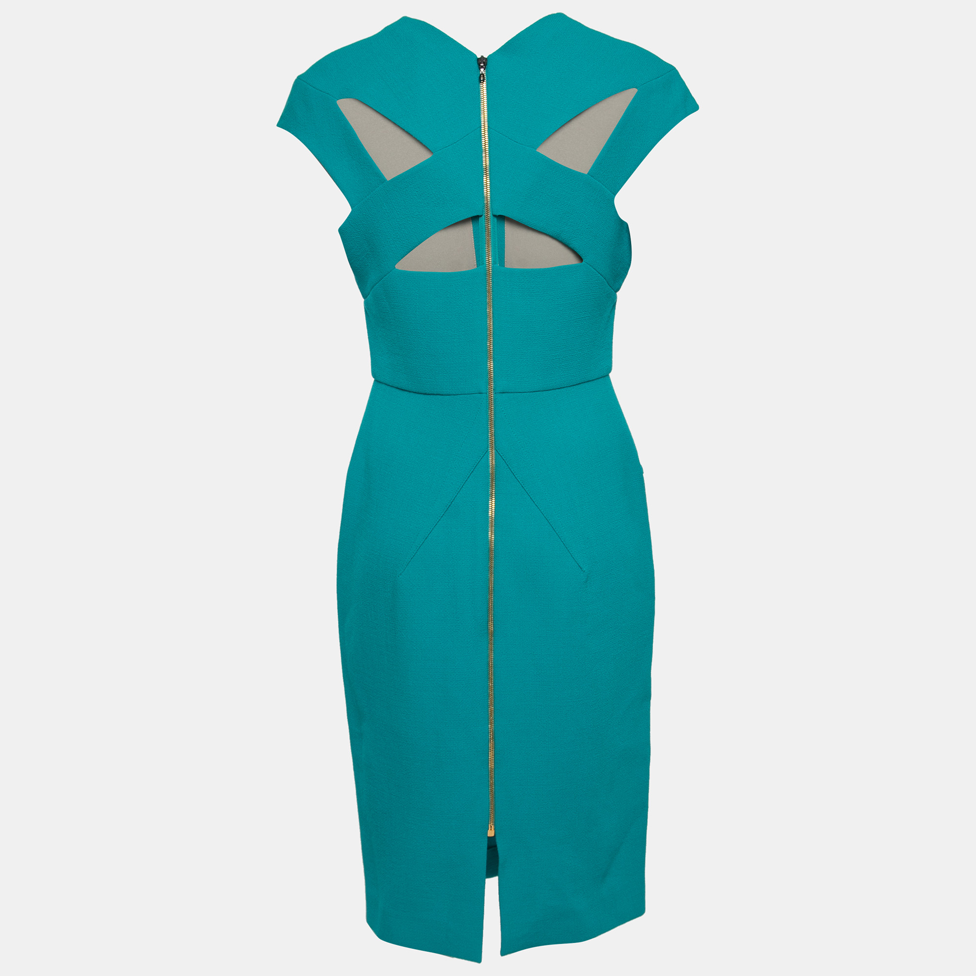 

Roland Mouret Green Double Wool Crepe Egerton Midi Dress