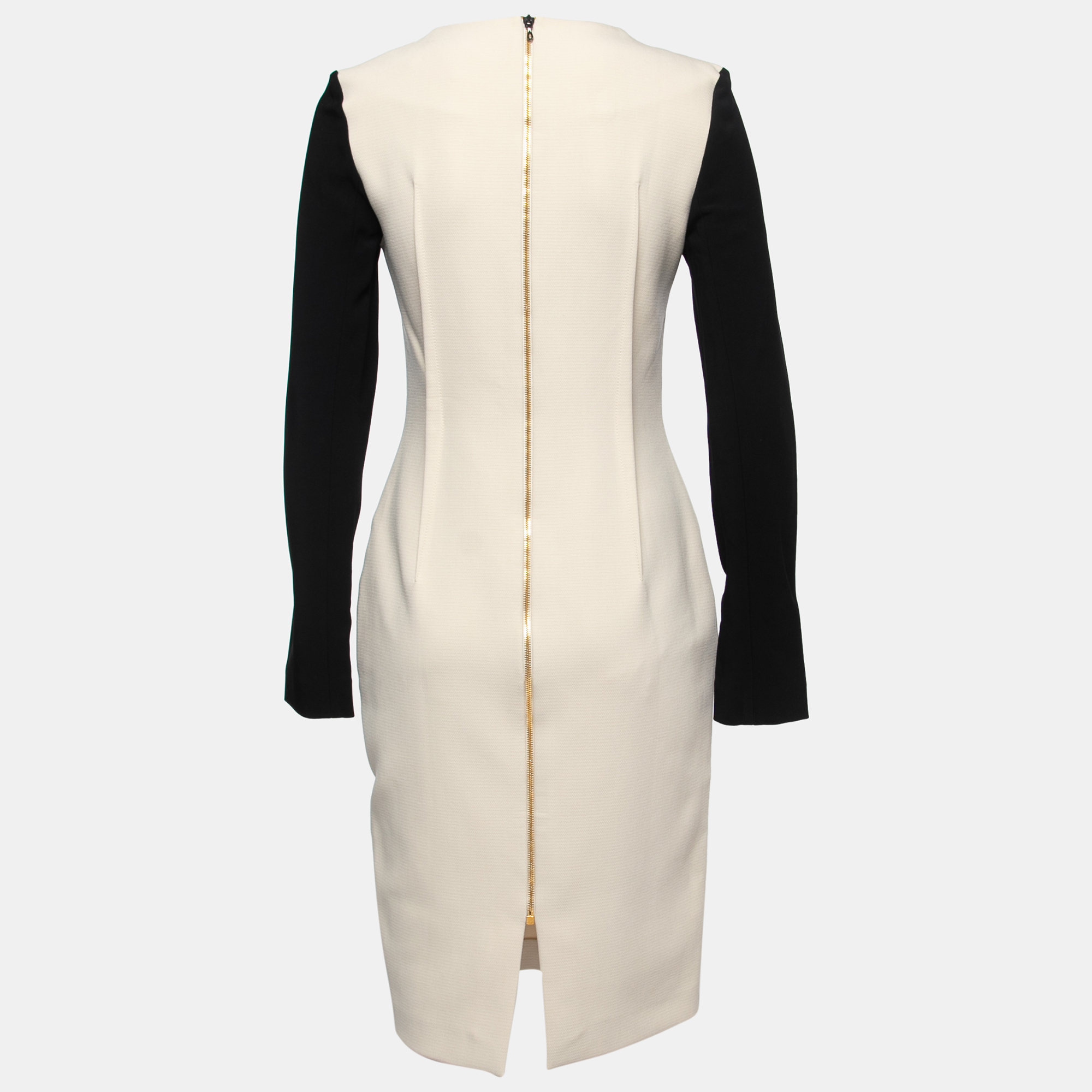 

Roland Mouret Cream Colorblock Stretch-Crepe Kutim Midi Dress