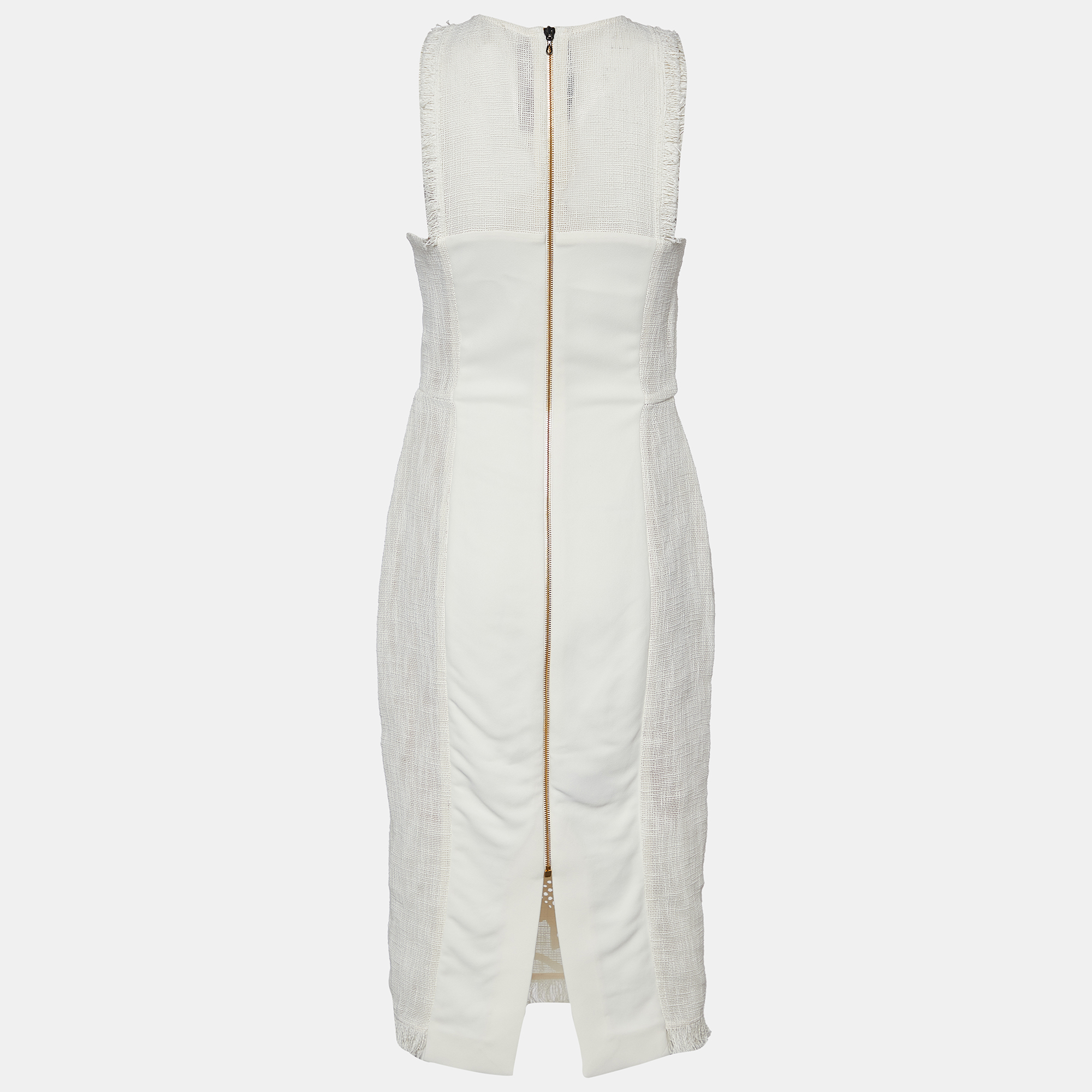

Roland Mouret White Cotton Cutwork Detail Sleeveless Midi Dress