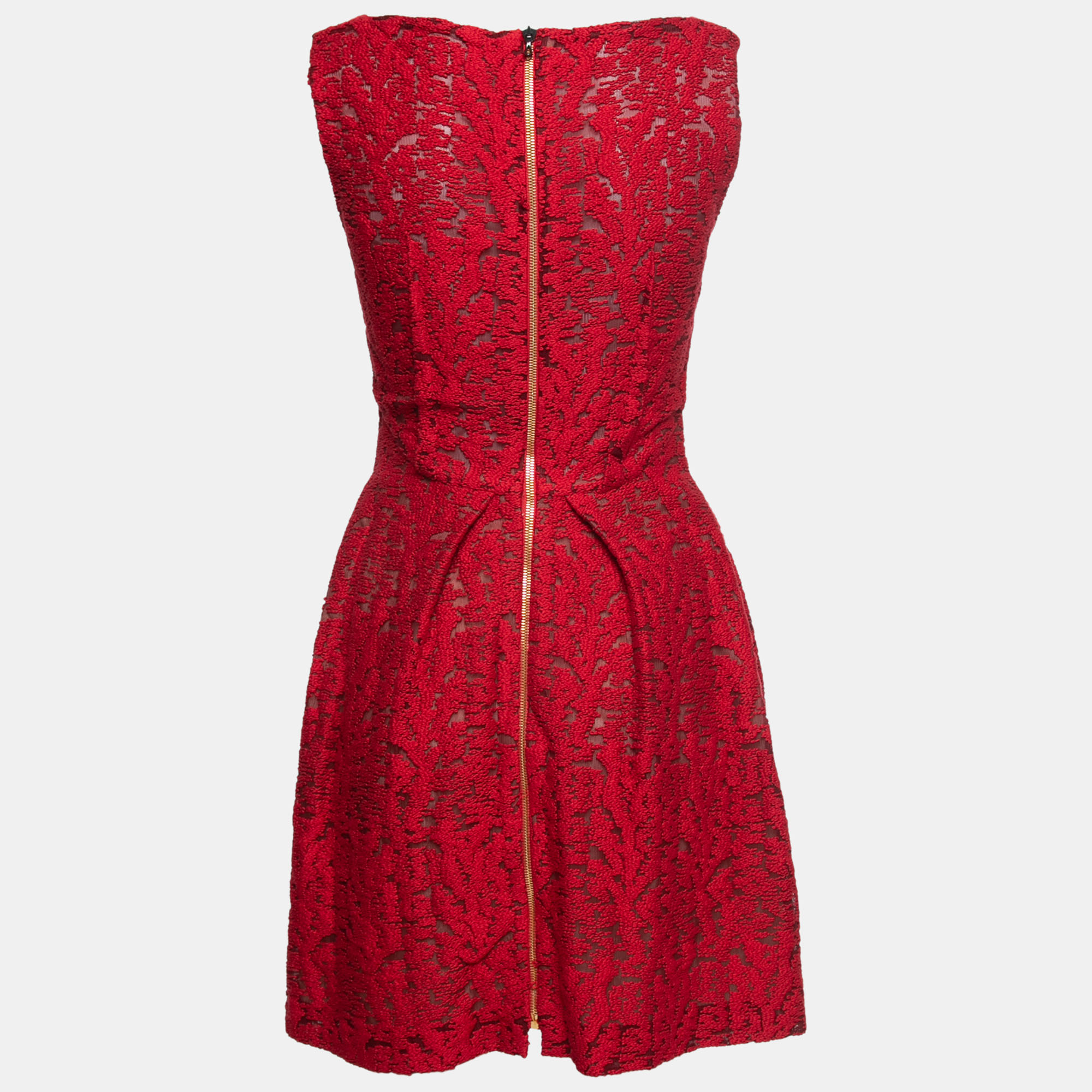 

Roland Mouret Red Embroidered Tulle Skater Mini Dress