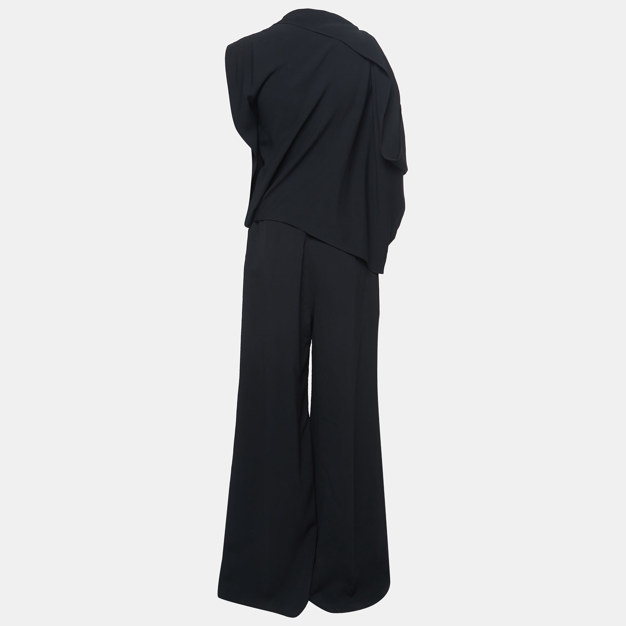 

Roland Mouret Black Crepe Asymmetric Draped Jumpsuit
