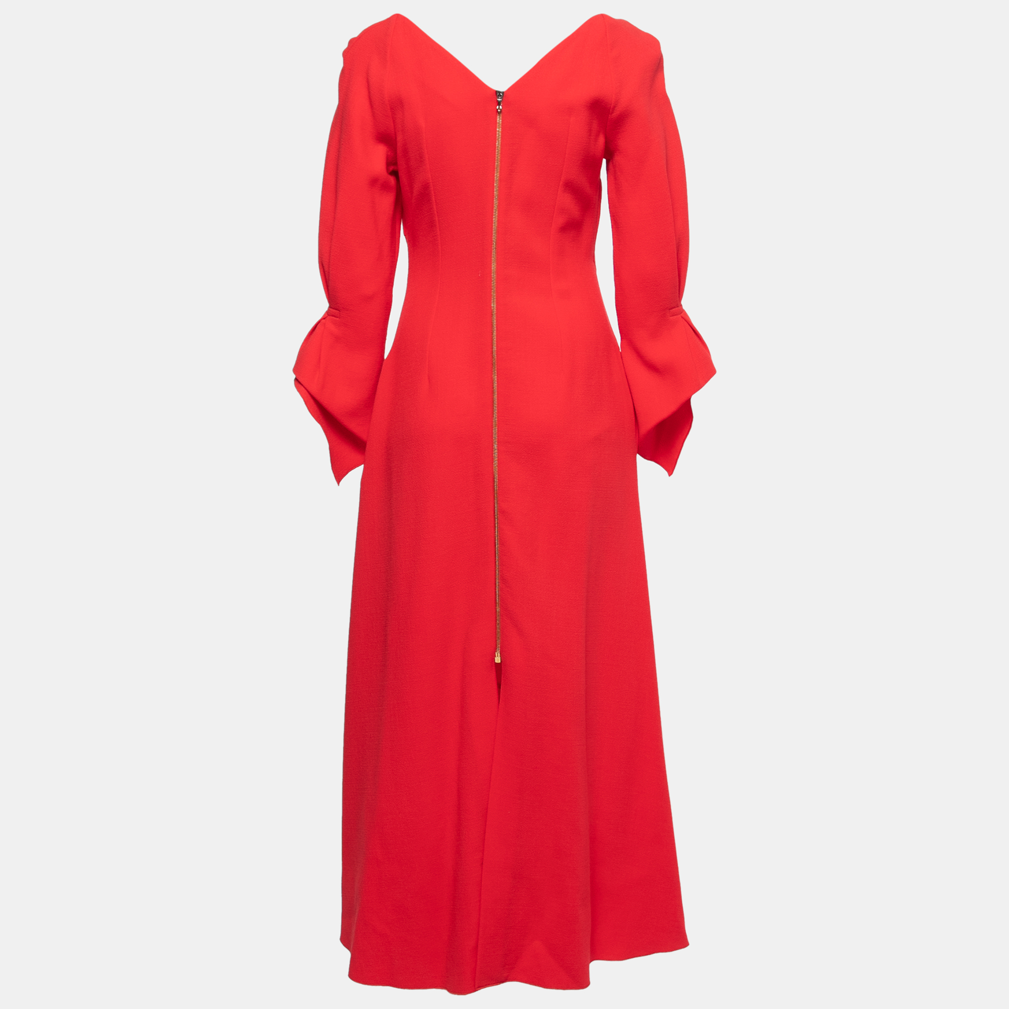 

Roland Mouret Red Wool Frill Detail Long Dress