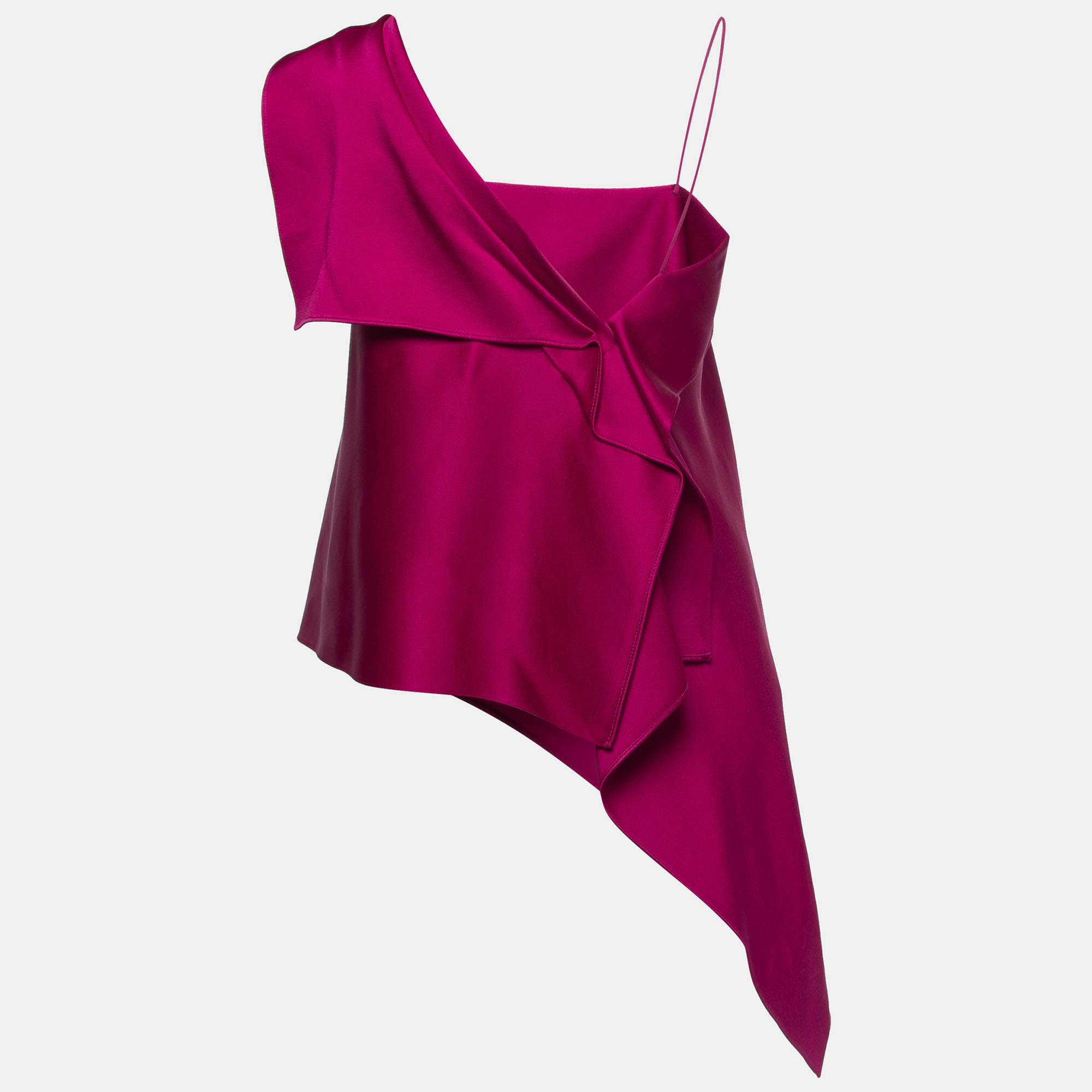 

Roland Mouret Purple Crepe Asymmetrical Hem One Shoulder Top