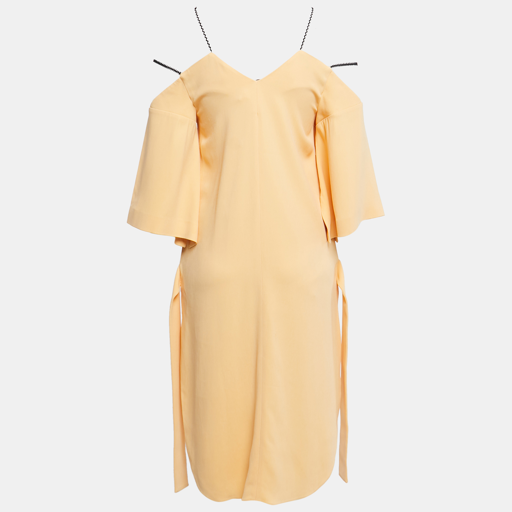 

Roland Mouret Light Orange Crepe Contrast LaceTrim Conway Short Dress