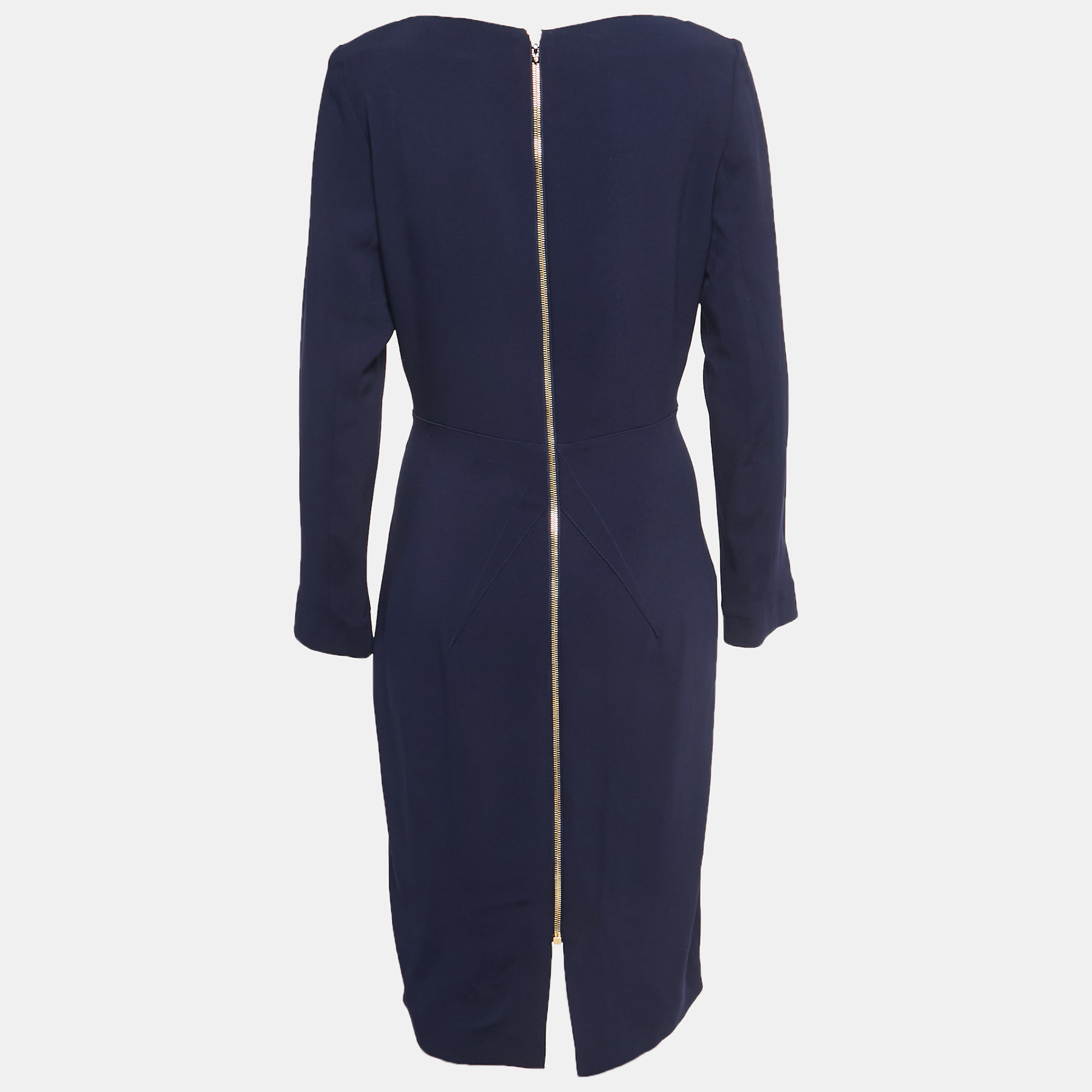 

Roland Mouret Navy Blue Crepe Full Sleeve Short Dress
