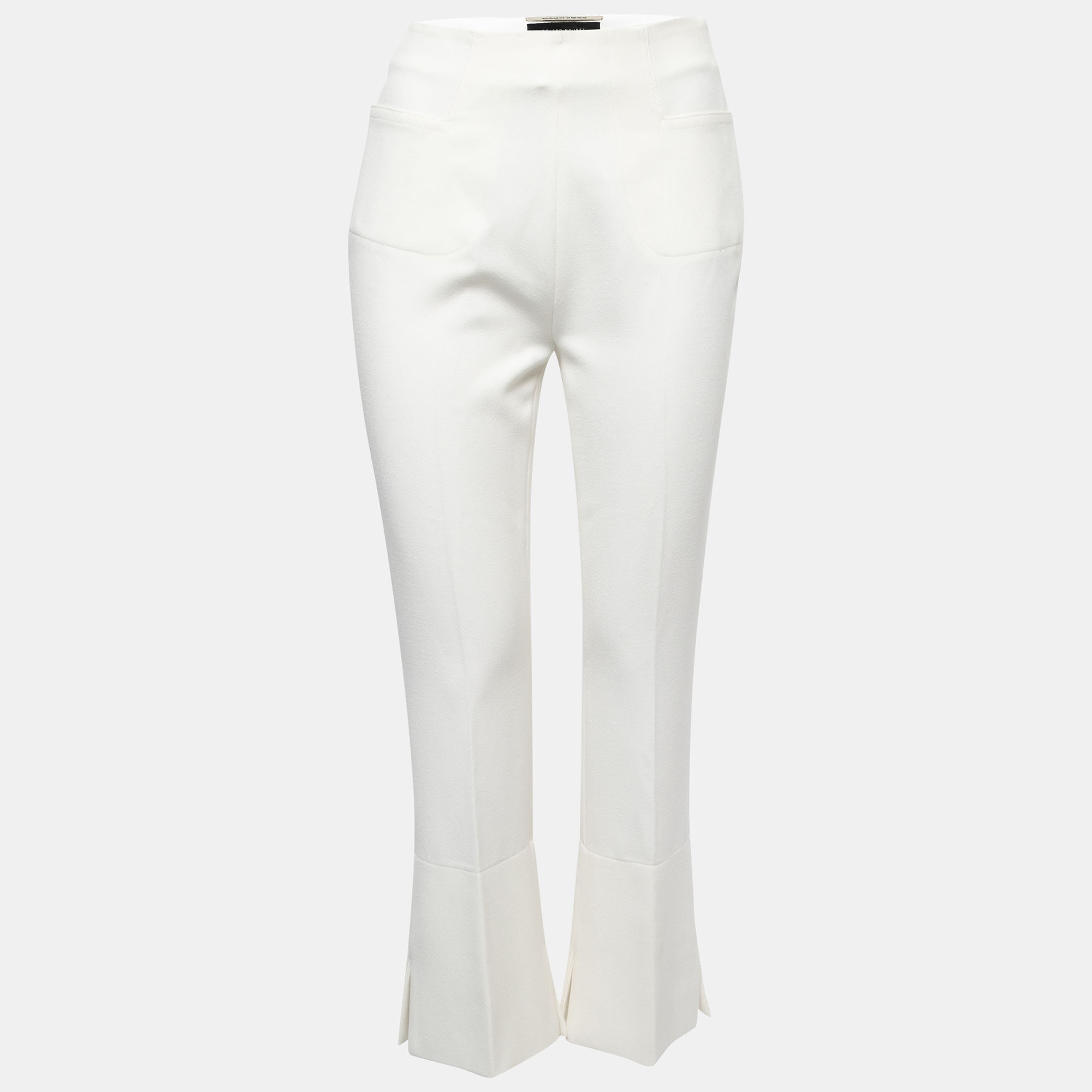 

Roland Mouret White Crepe Flared Leg Trousers