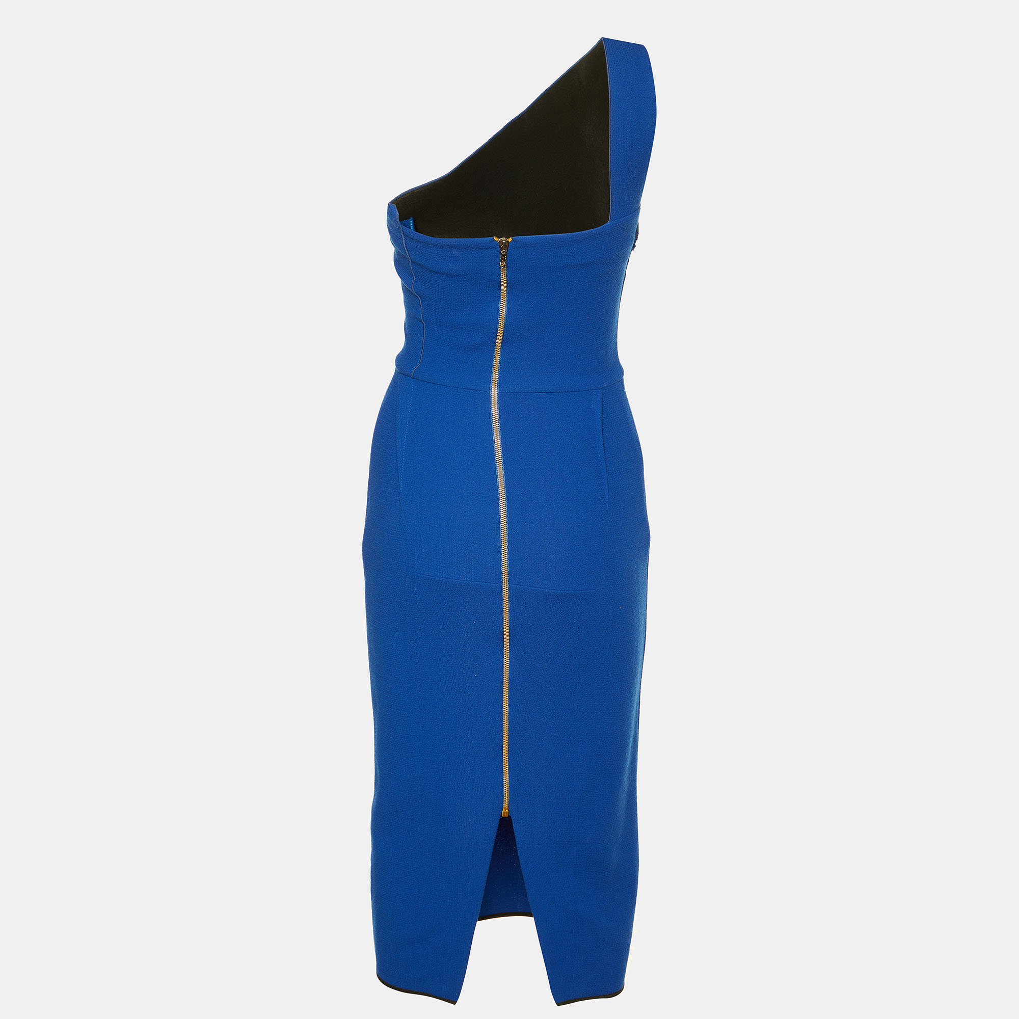 

Roland Mouret Blue Wool Crepe One Shoulder Midi Dress