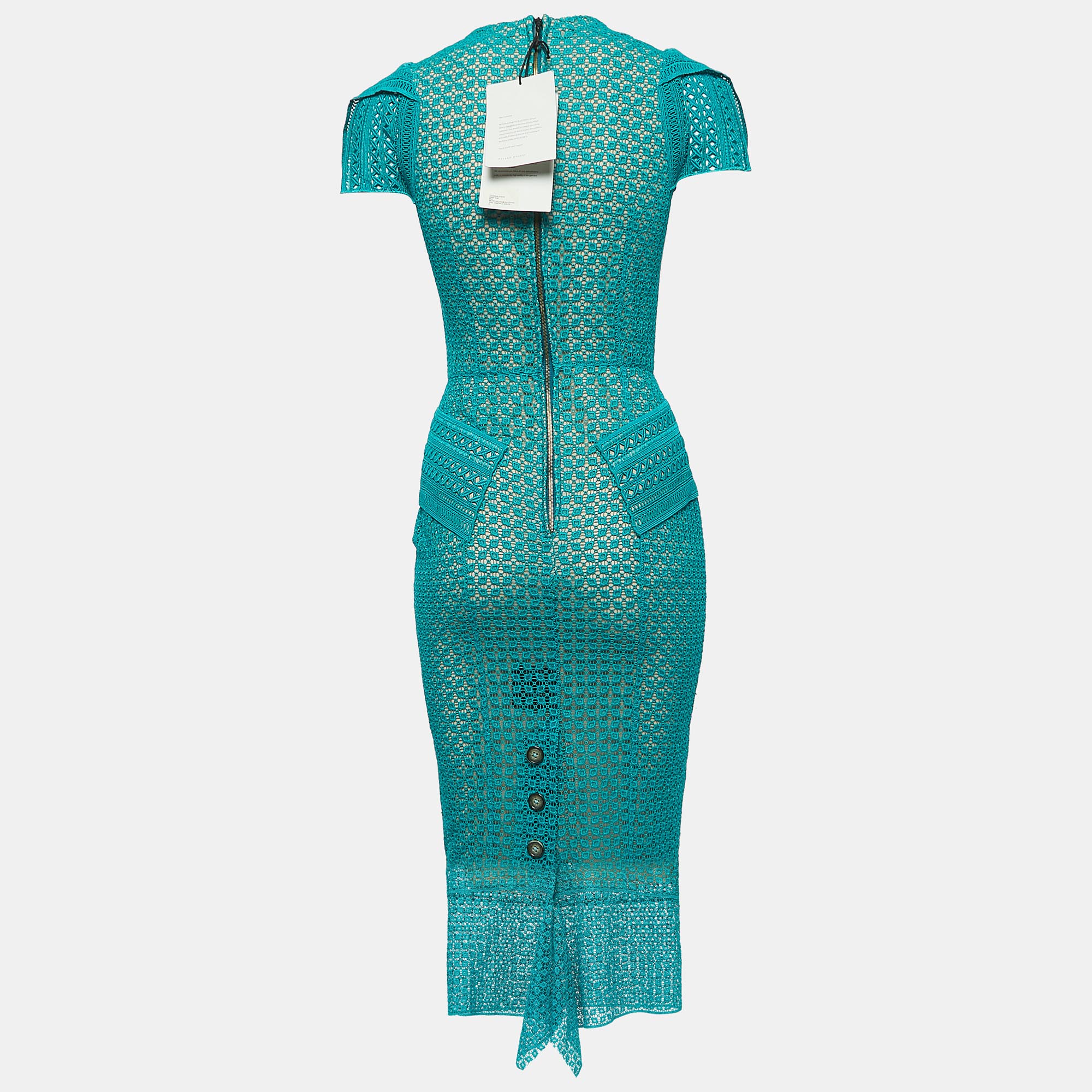 

Signature by Roland Mouret Emerald Green Lace Titanium Midi Dress