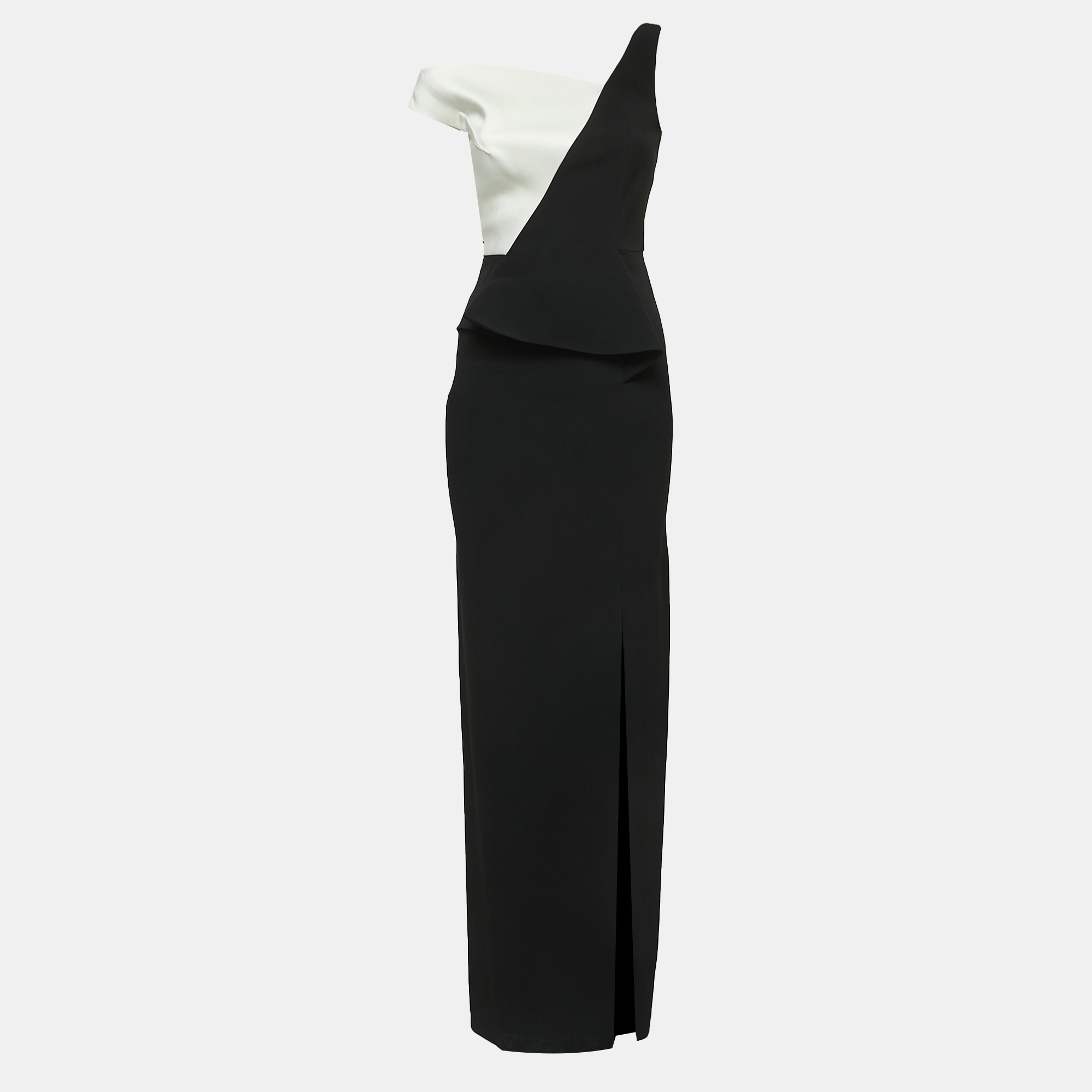 

Roland Mouret Black Crepe Draped Slit Detail Sleeveless Maxi Dress S