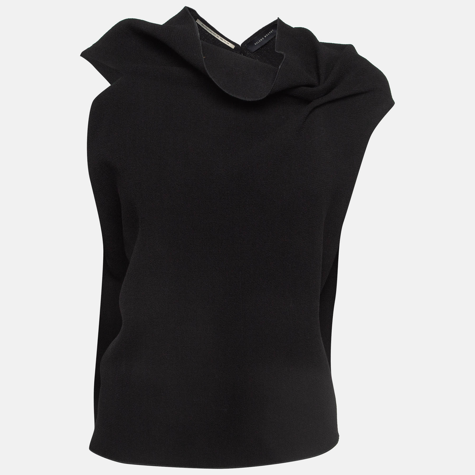 Pre-owned Roland Mouret Black Wool Asymmetric Draped Top M