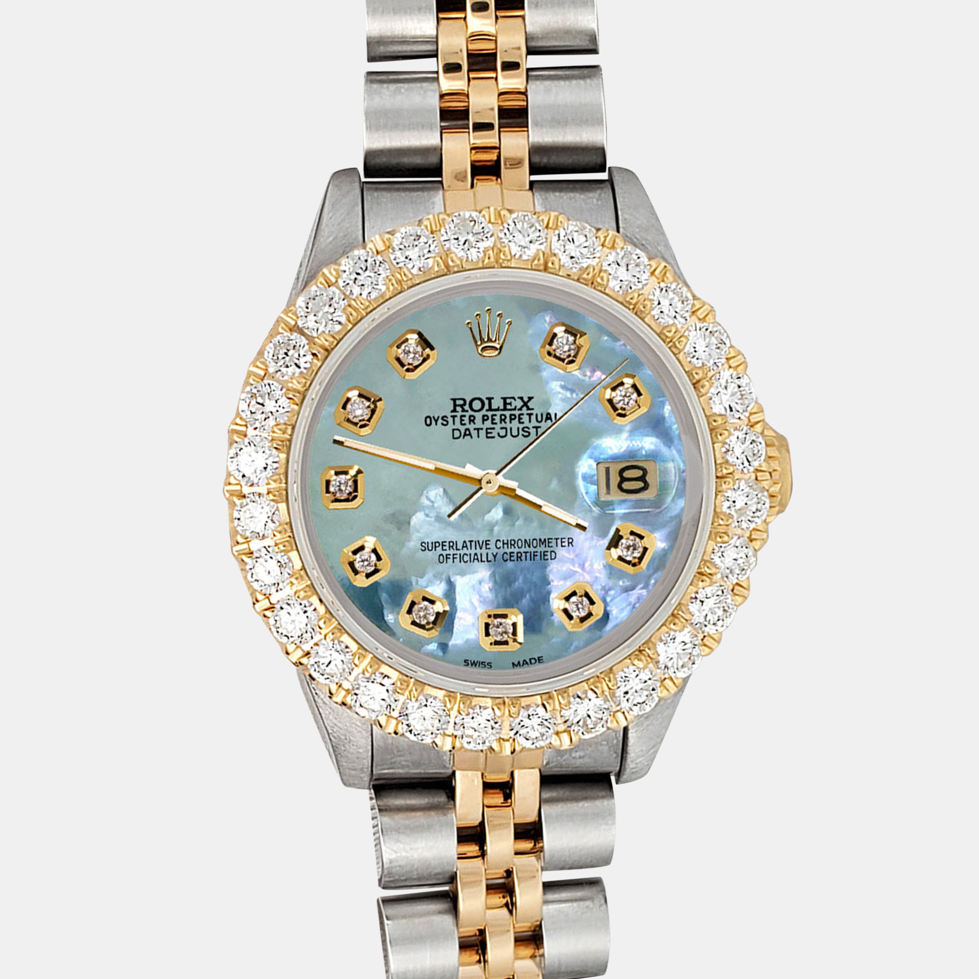 

Rolex tahitian blue dial 1.96ct diamond bezel jubilee datejust Wristwatch