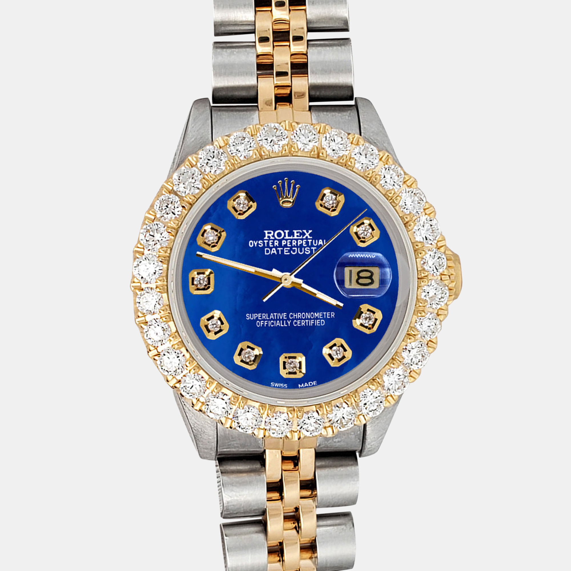 

Rolex 1.96ct diamond bezel royal blue mop dial jubilee datejust Wristwatch