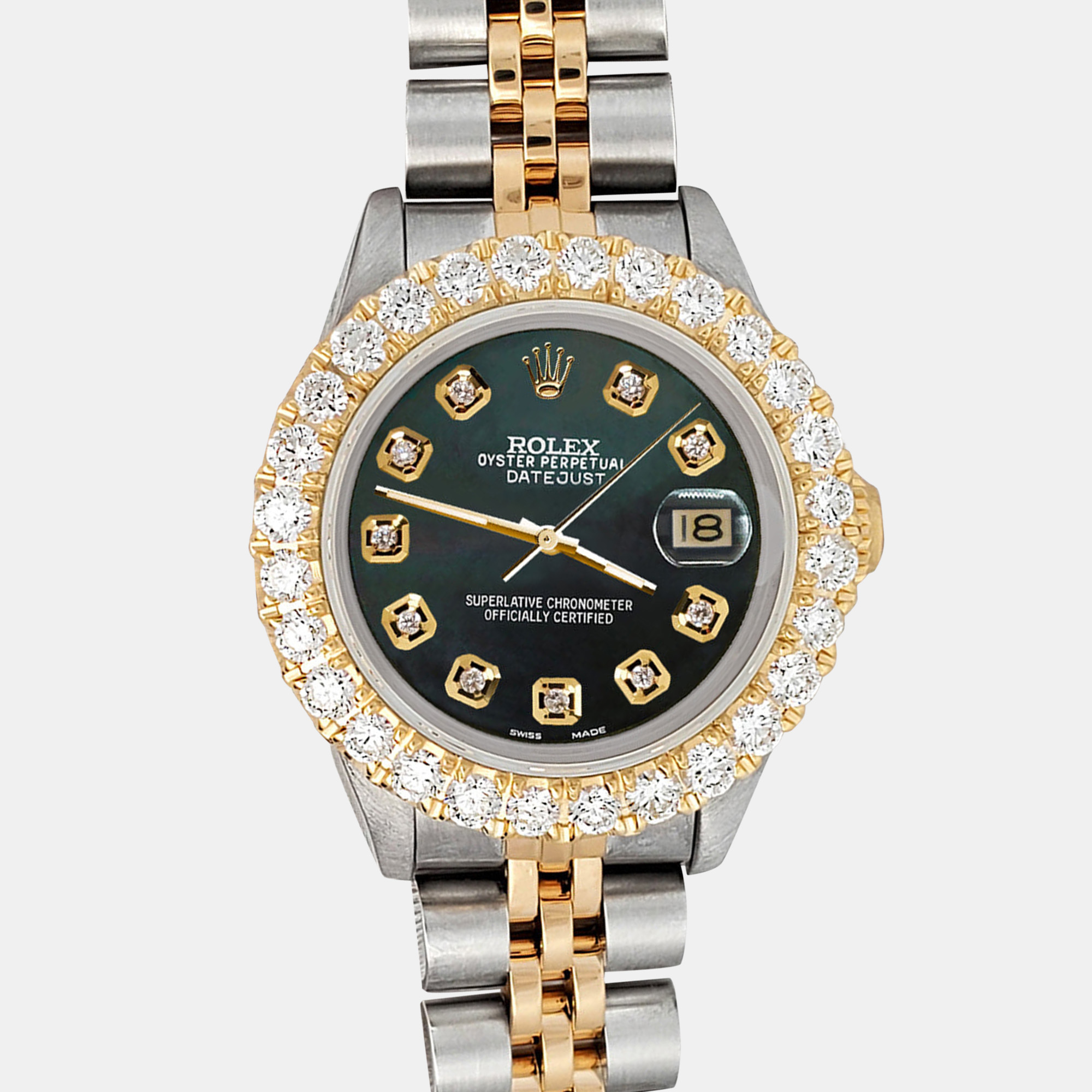 

Rolex 1.96ct diamond bezel black pearl dial jubilee datejust Wristwatch